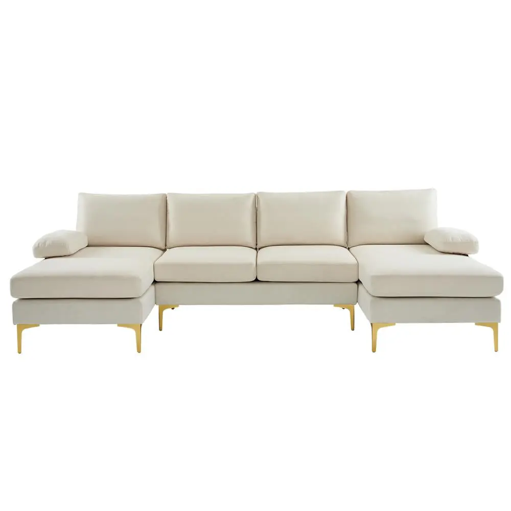 Linen U Shaped Sectional Couch - Image 4