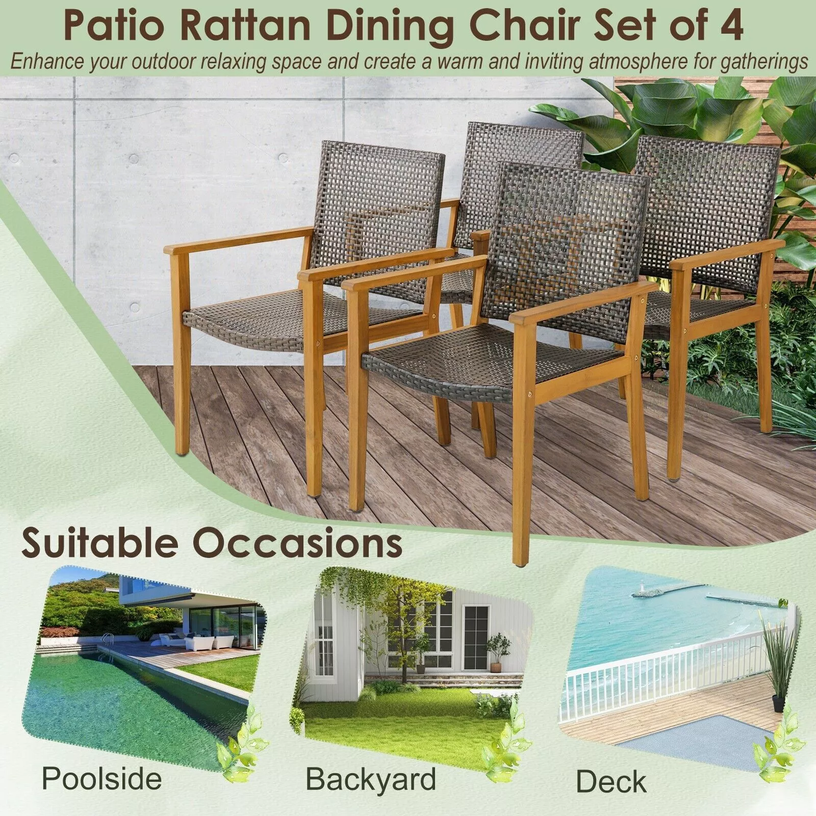 Lopez Rattan Garden Chair (Set of 4) - Image 6