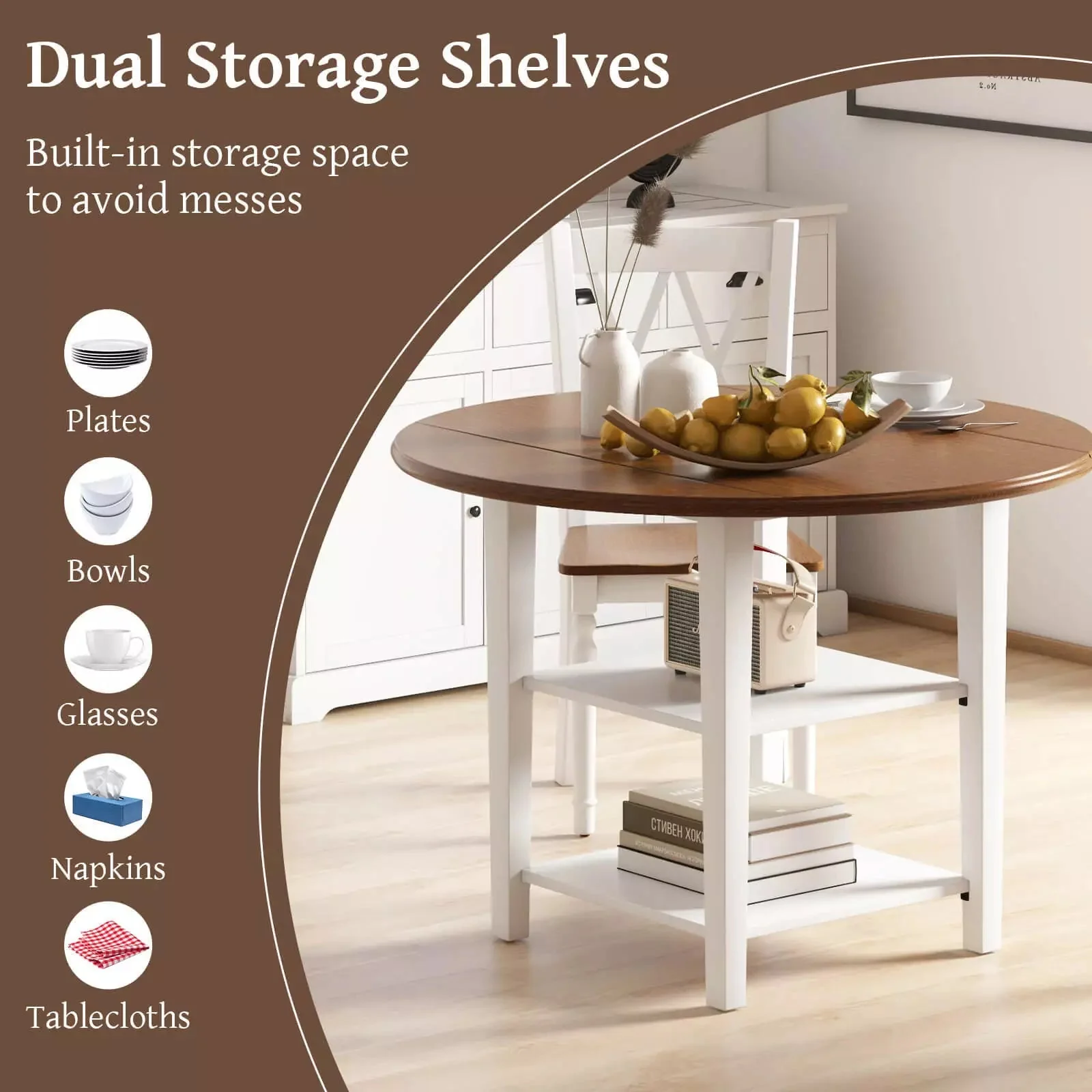 Lowe Round Drop Leaf Dining Table - Image 4