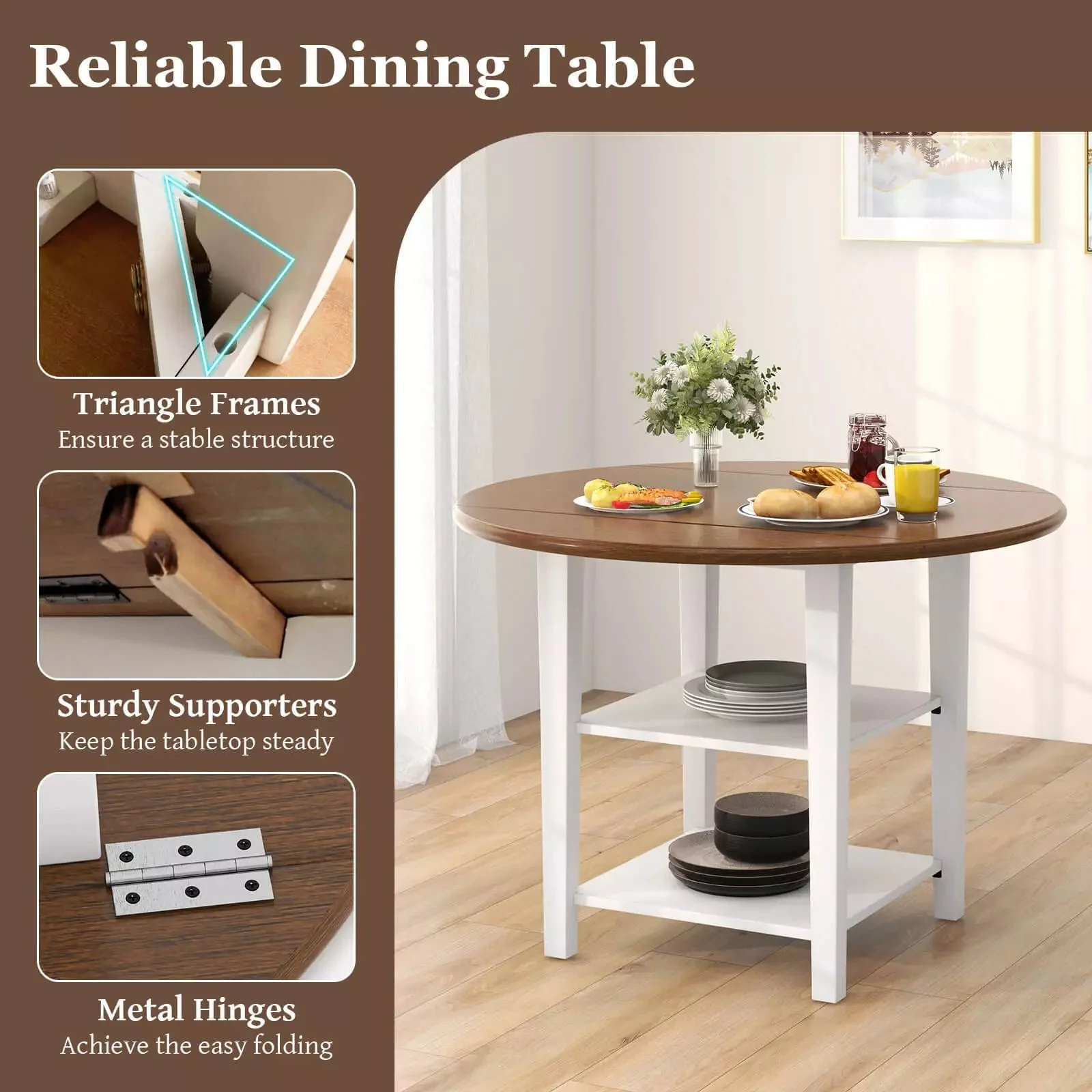 Lowe Round Drop Leaf Dining Table - Image 6