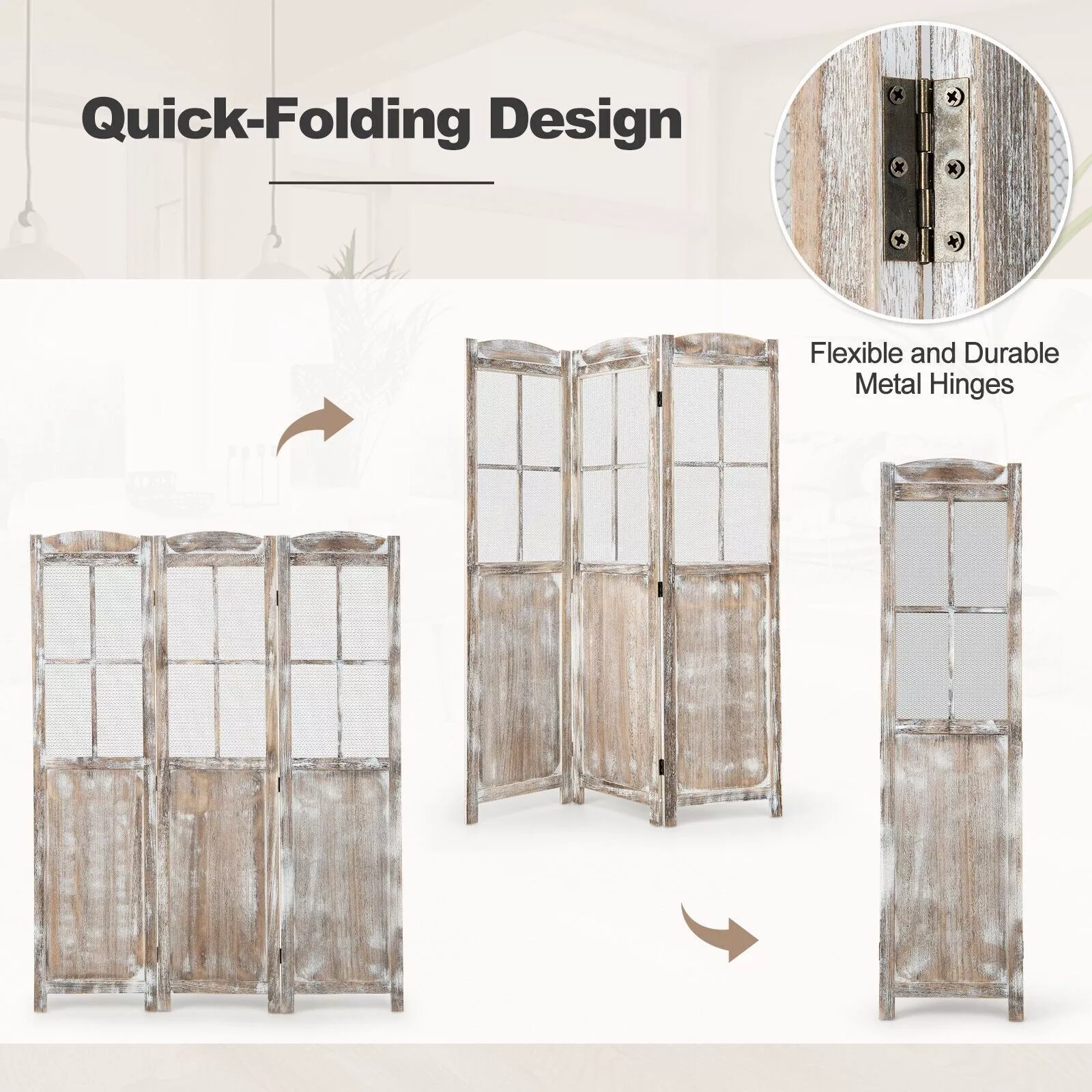 Lucia Wooden Room Partition Divider Screen - Image 3