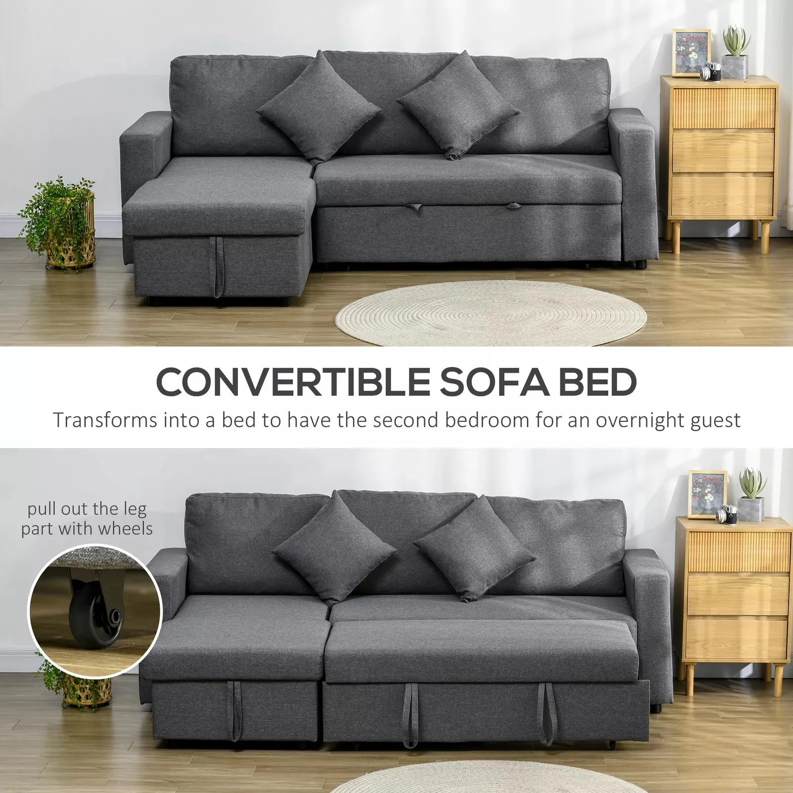 Luisa 3 Seater Corner Sofa Bed With Storage - Image 3