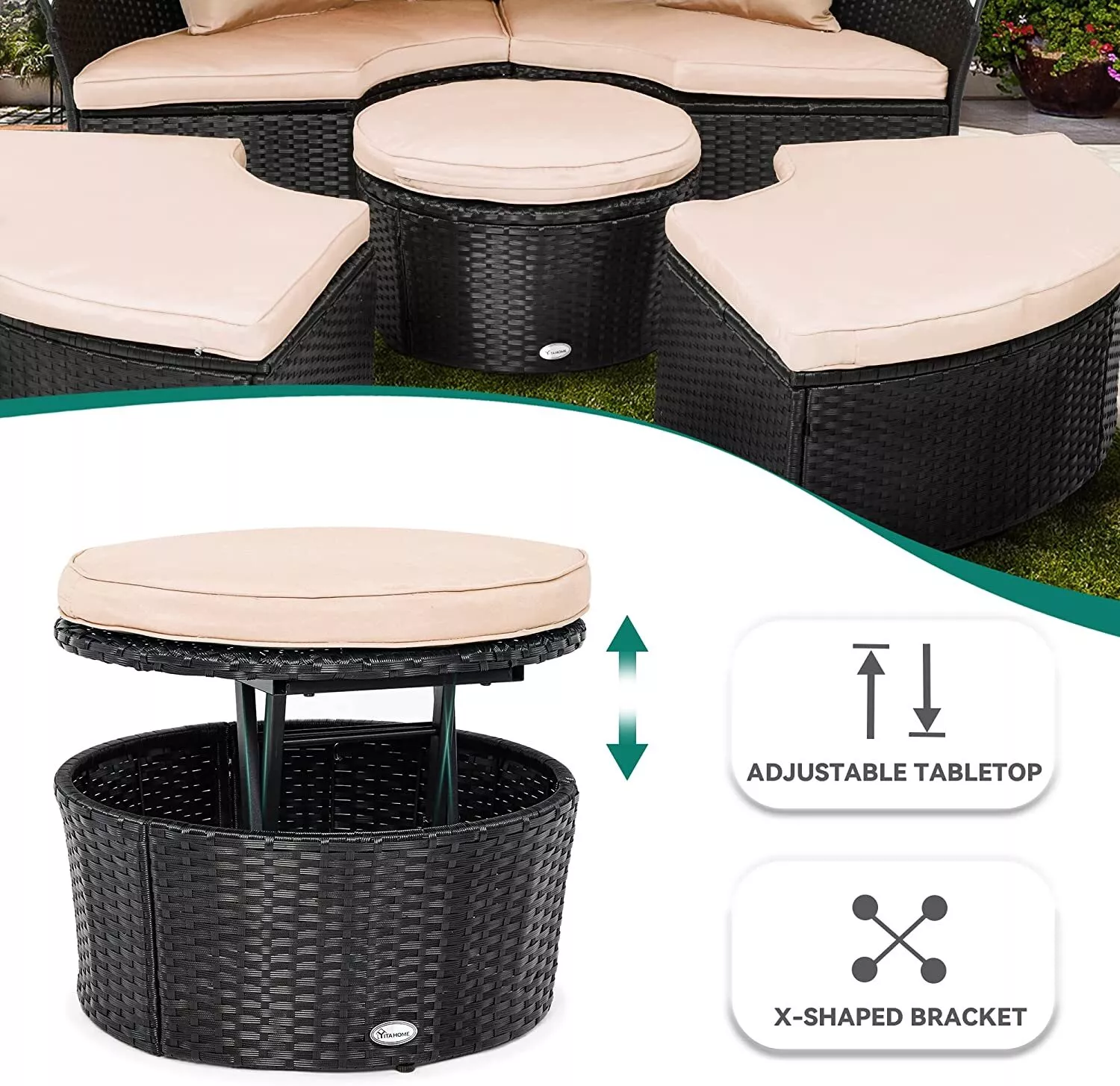 Lula Outdoor Patio Rattan Daybed With Canopy - Image 5