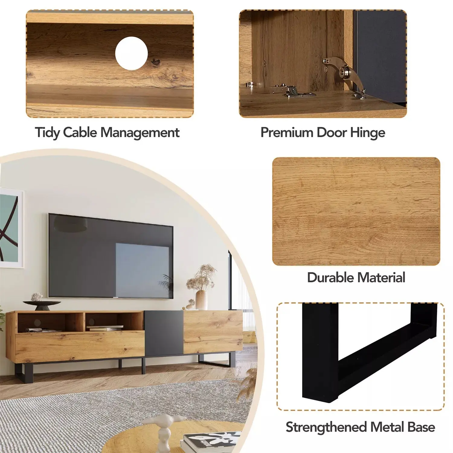Lula Scandinavian TV Media Cabinet Console - Image 7