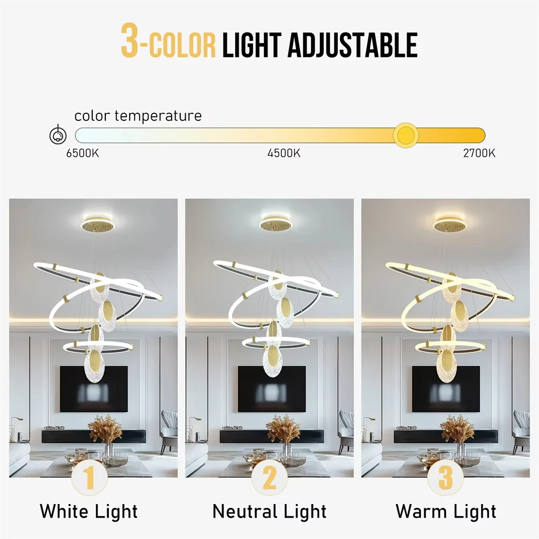 Luvodi 3-Layer LED Acrylic Water-Drop Chandelier Pendant Lamp - Image 2