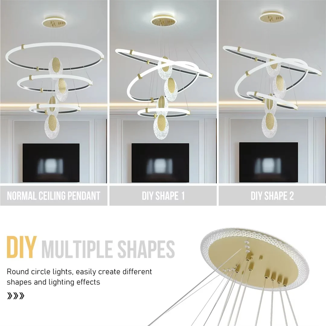 Luvodi 3-Layer LED Acrylic Water-Drop Chandelier Pendant Lamp - Image 4