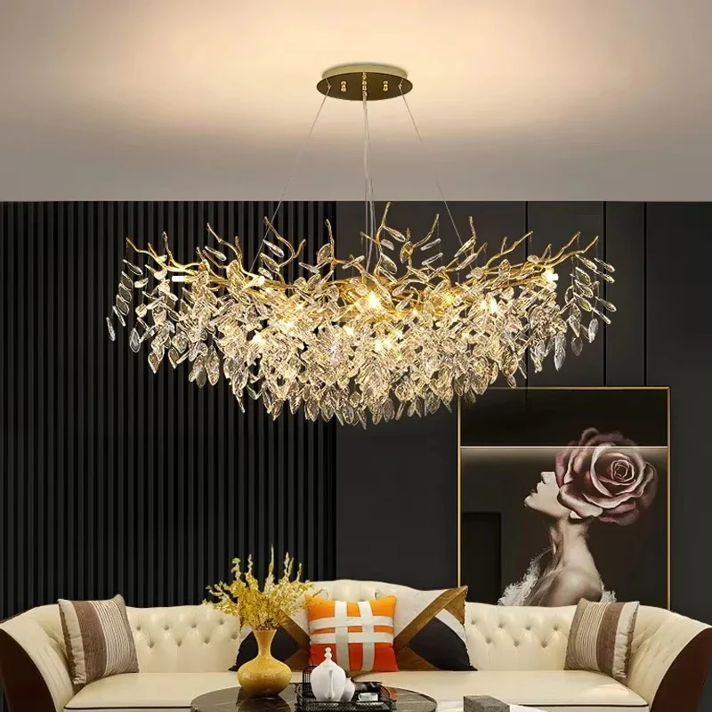 Luxury Gold Crystal LED Chandelier Pendant Lamp - Image 5