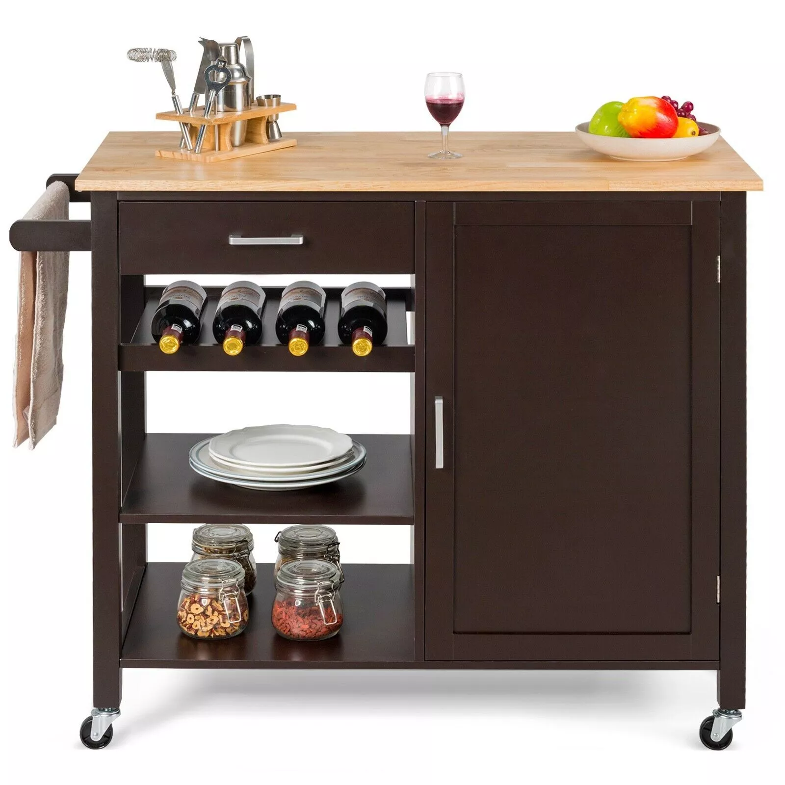 Maddie Kitchen Island With Wheels & Seating - Image 3
