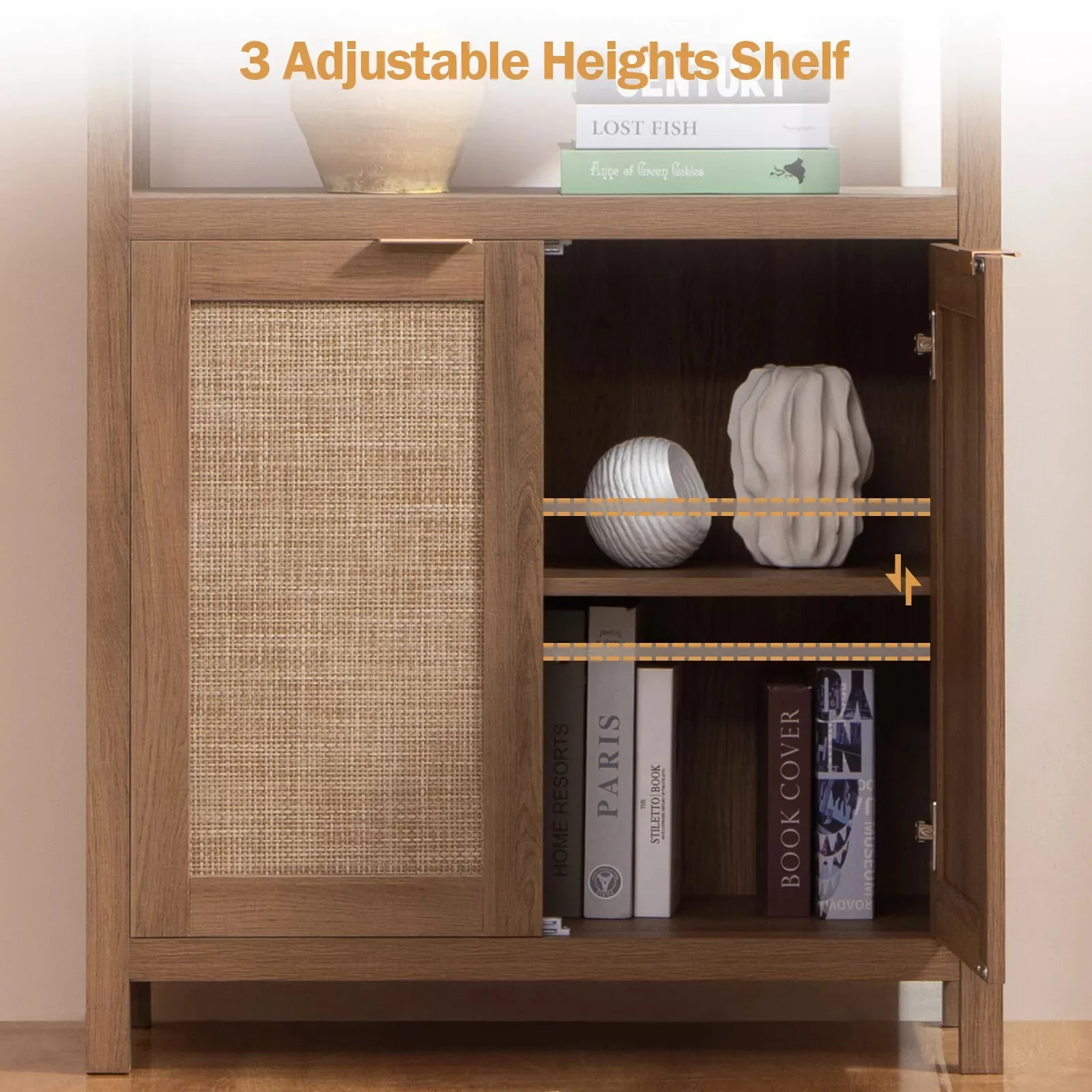 Maia Tall Rattan Bookcase Bookshelf - Image 5