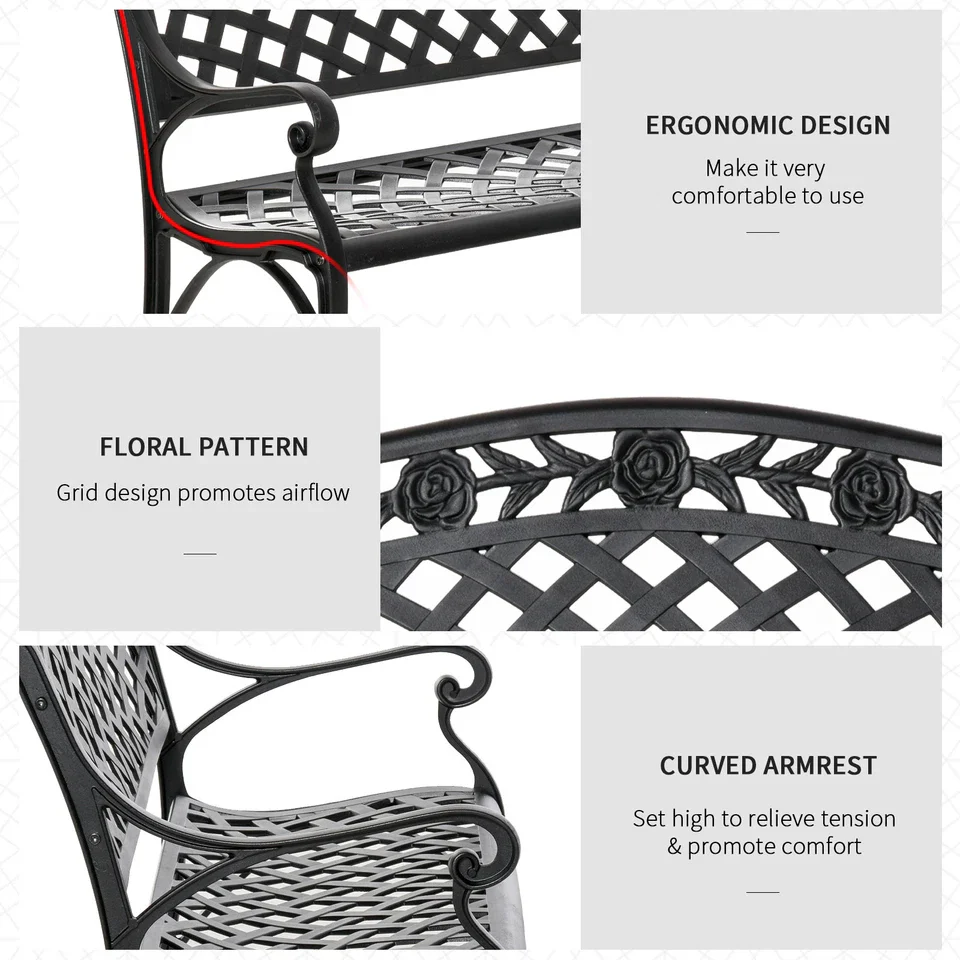 Malik Aluminium Outdoor Garden Bench - Image 3