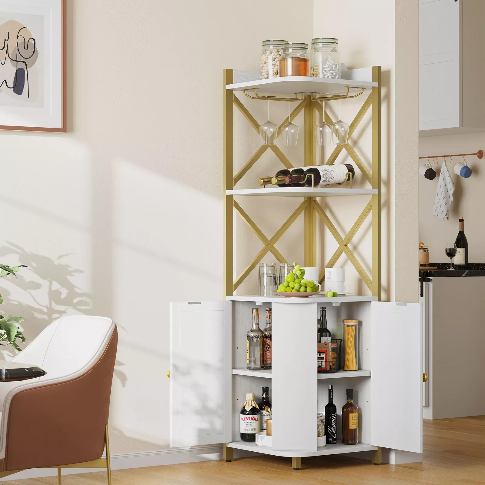 Malik Modern Home Corner Bar Cabinet - Image 3