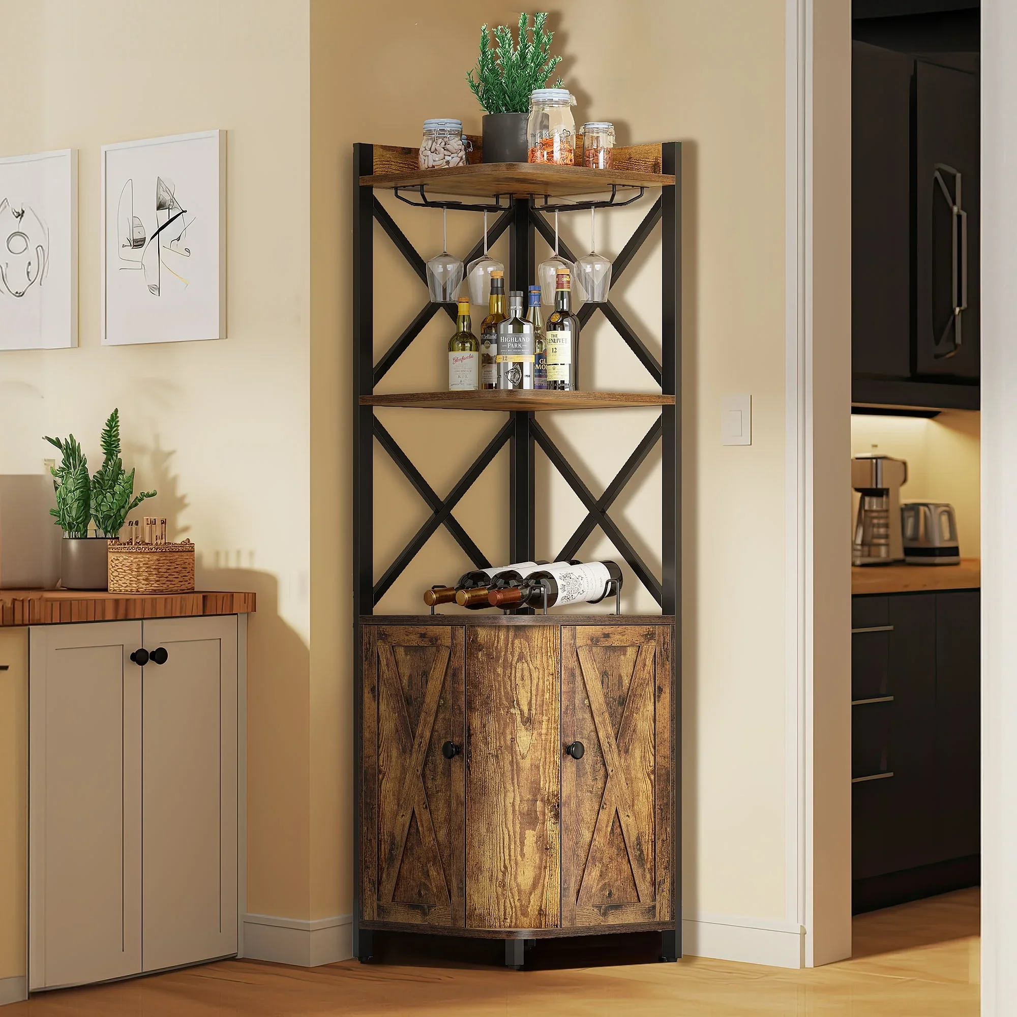 Malik Modern Home Corner Bar Cabinet - Image 7