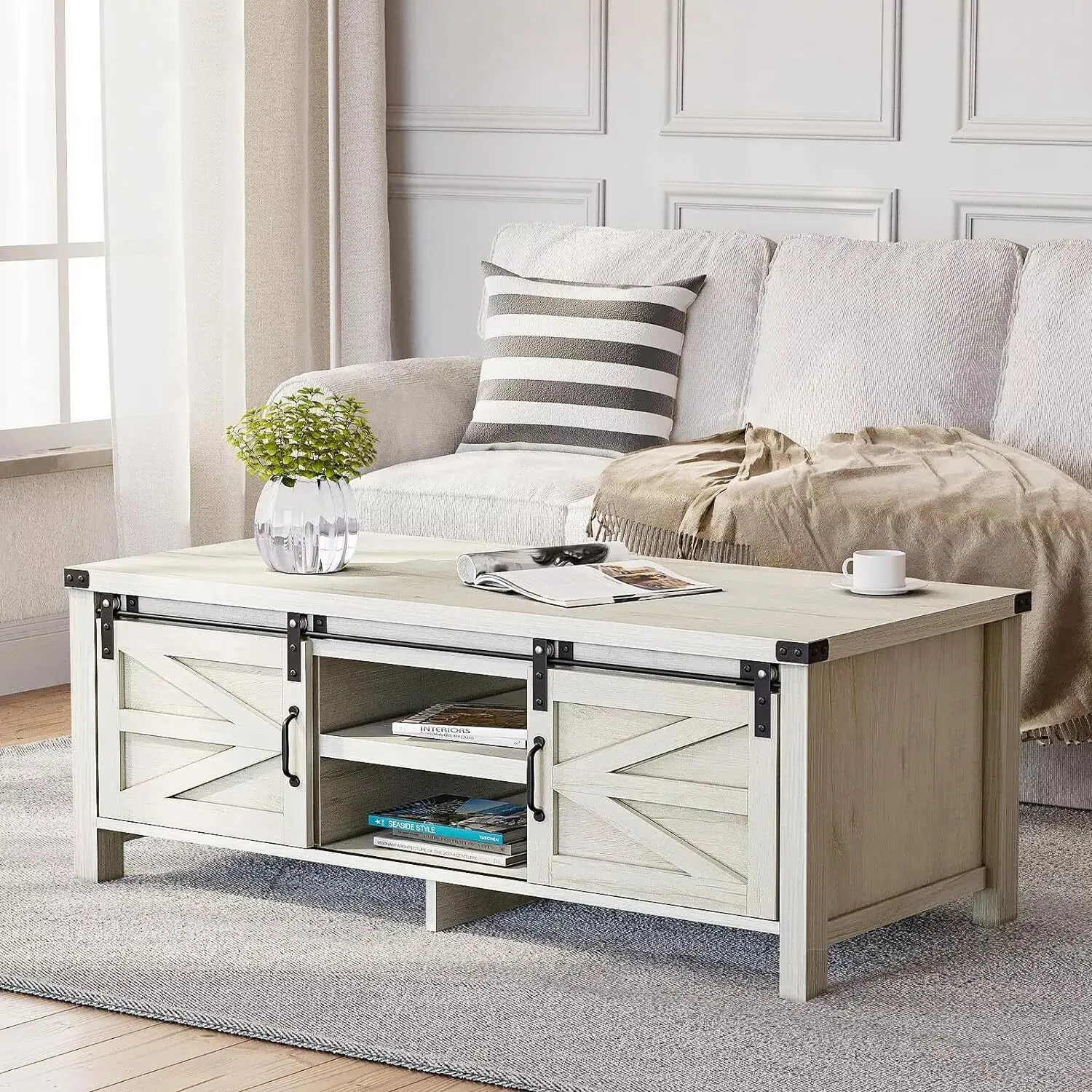 Marc Modern Farmhouse Coffee Table With Storage - Image 5