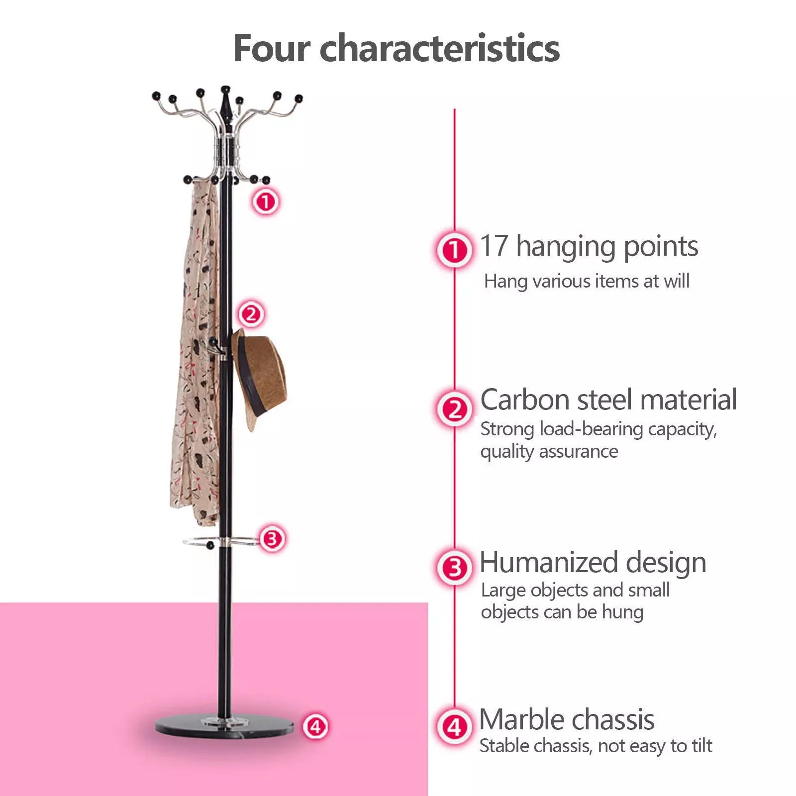 Marsh Antique Coat & Clothes Rack Stand - Image 3