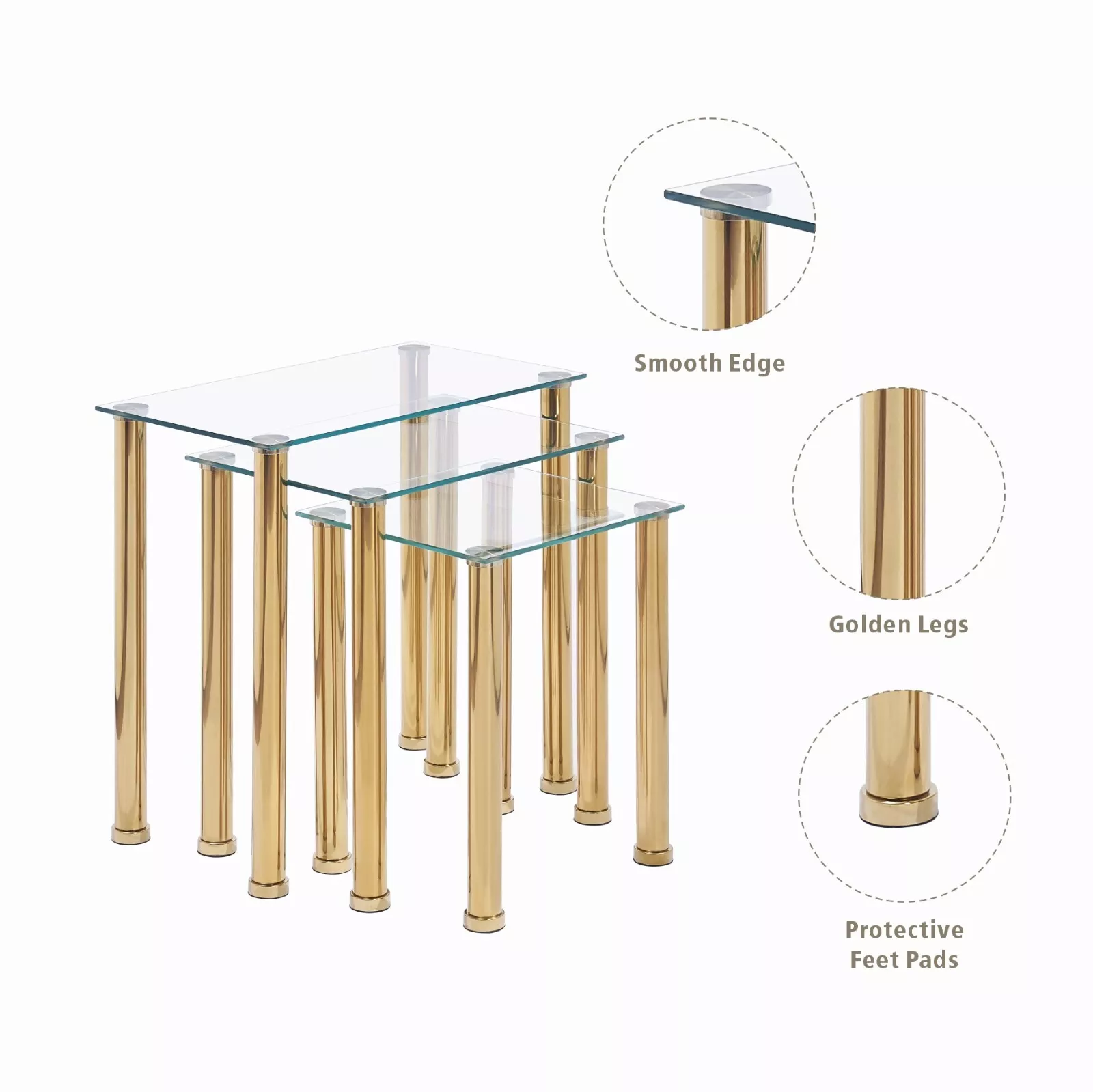Mccann Glass Sofa Side End Nesting Table - Image 4