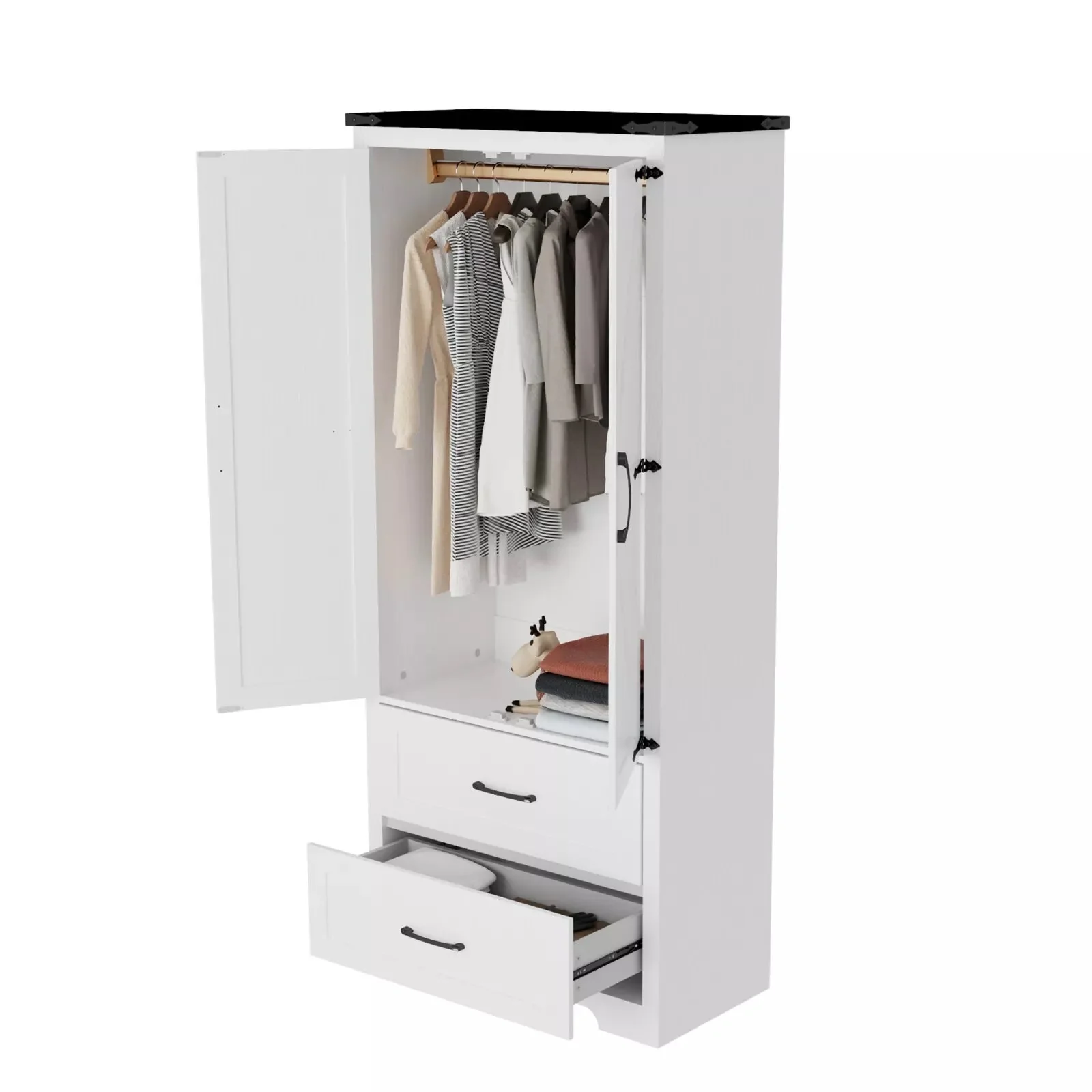 Mckay Farmhouse Armoire Wardrobe Closet - Image 3