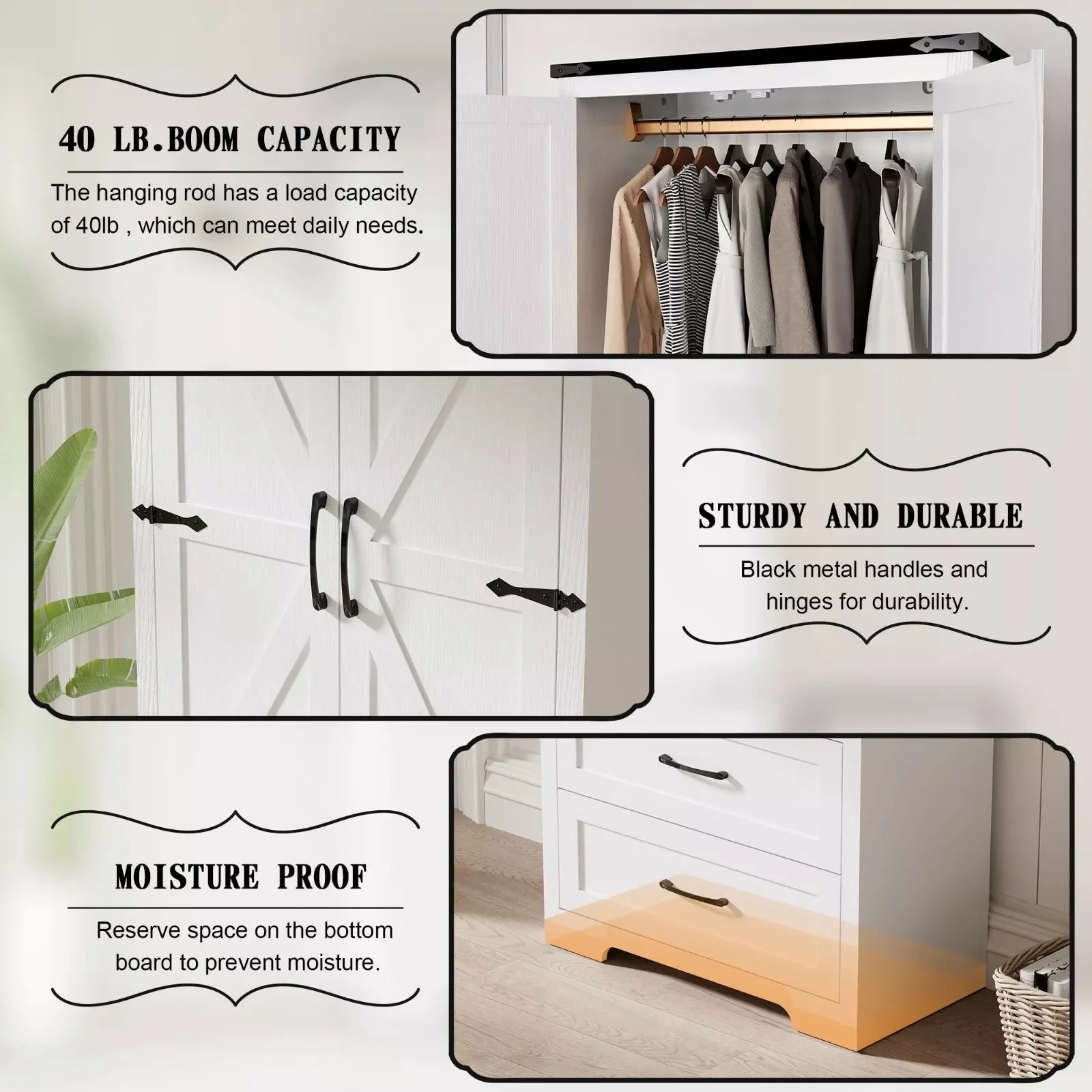 Mckay Farmhouse Armoire Wardrobe Closet - Image 6