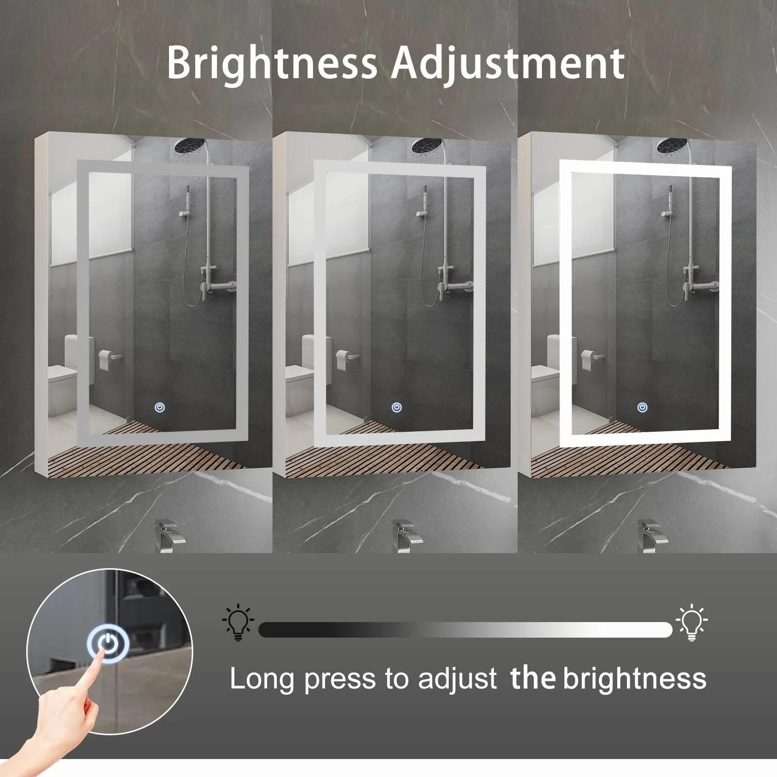 Mckee Bathroom Mirror Wall Cabinet With Light - Image 4