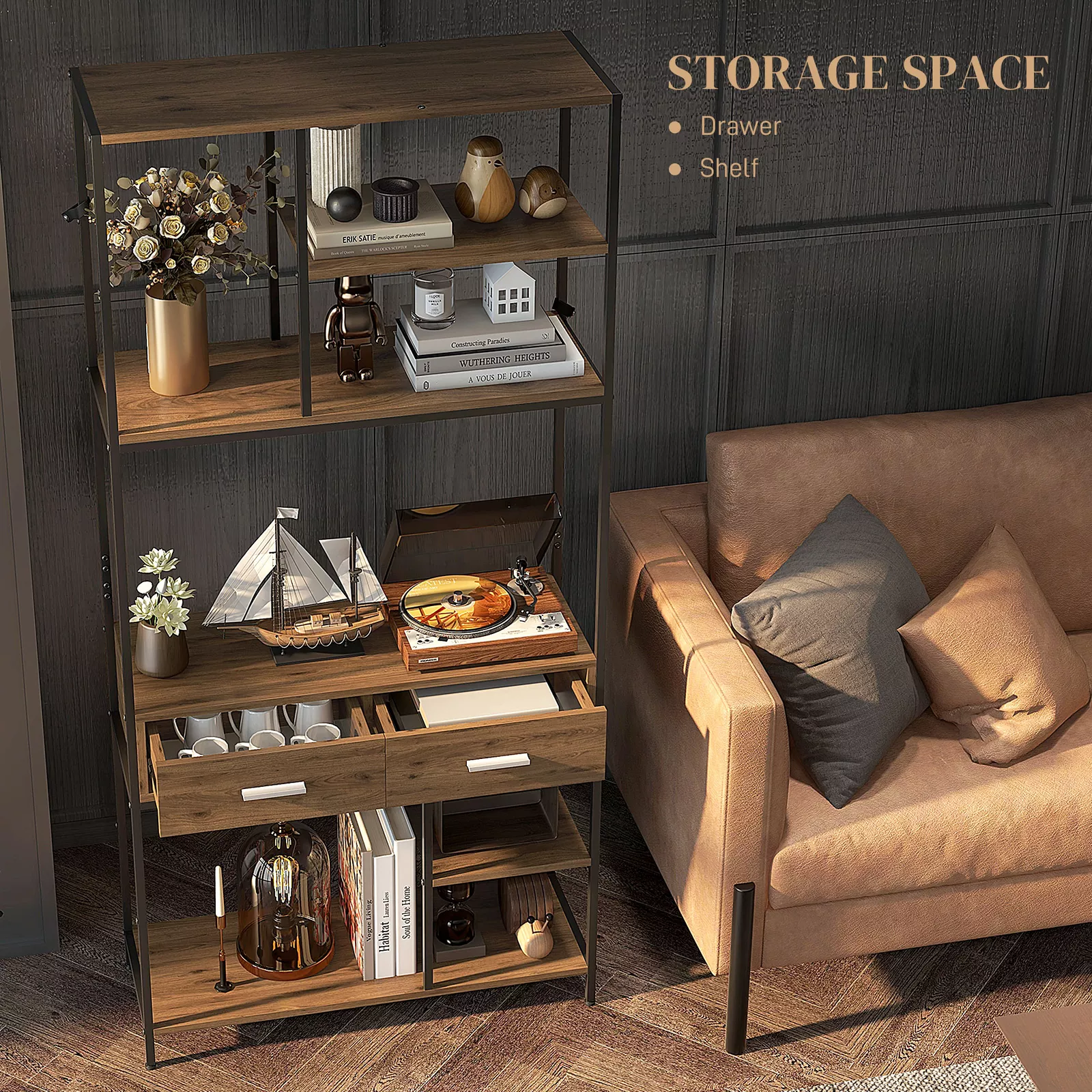 Melvin Industrial Bookcase Bookshelf - Image 5