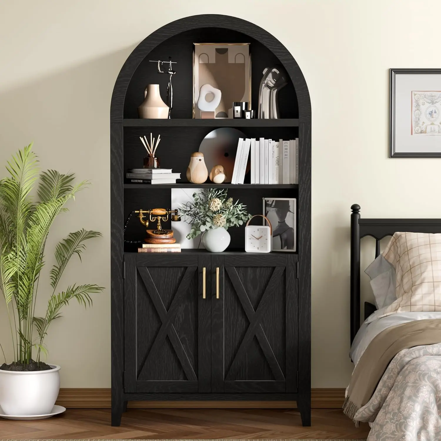 Mia Black Arched Storage Display Cabinet - Image 2