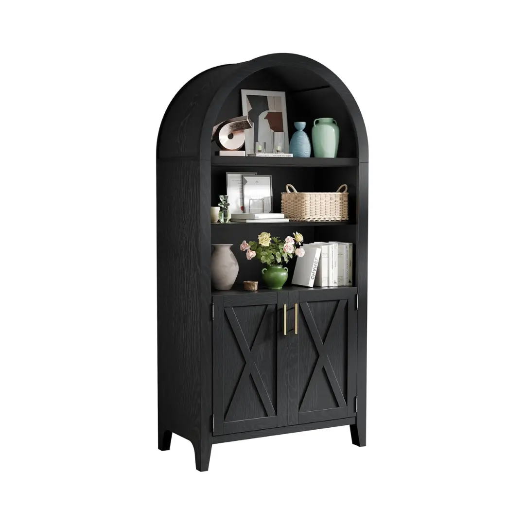 Mia Black Arched Storage Display Cabinet - Image 3