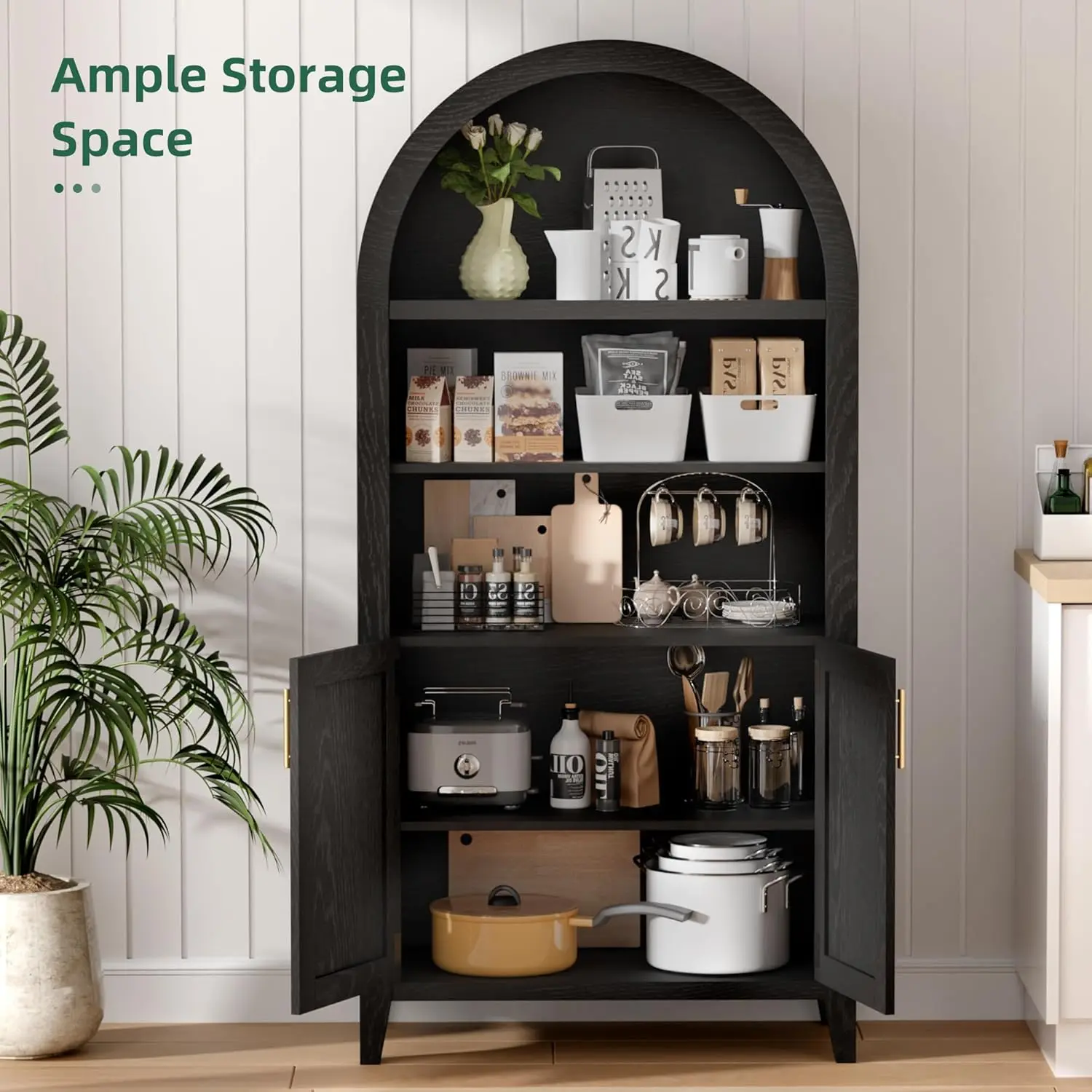 Mia Black Arched Storage Display Cabinet - Image 5