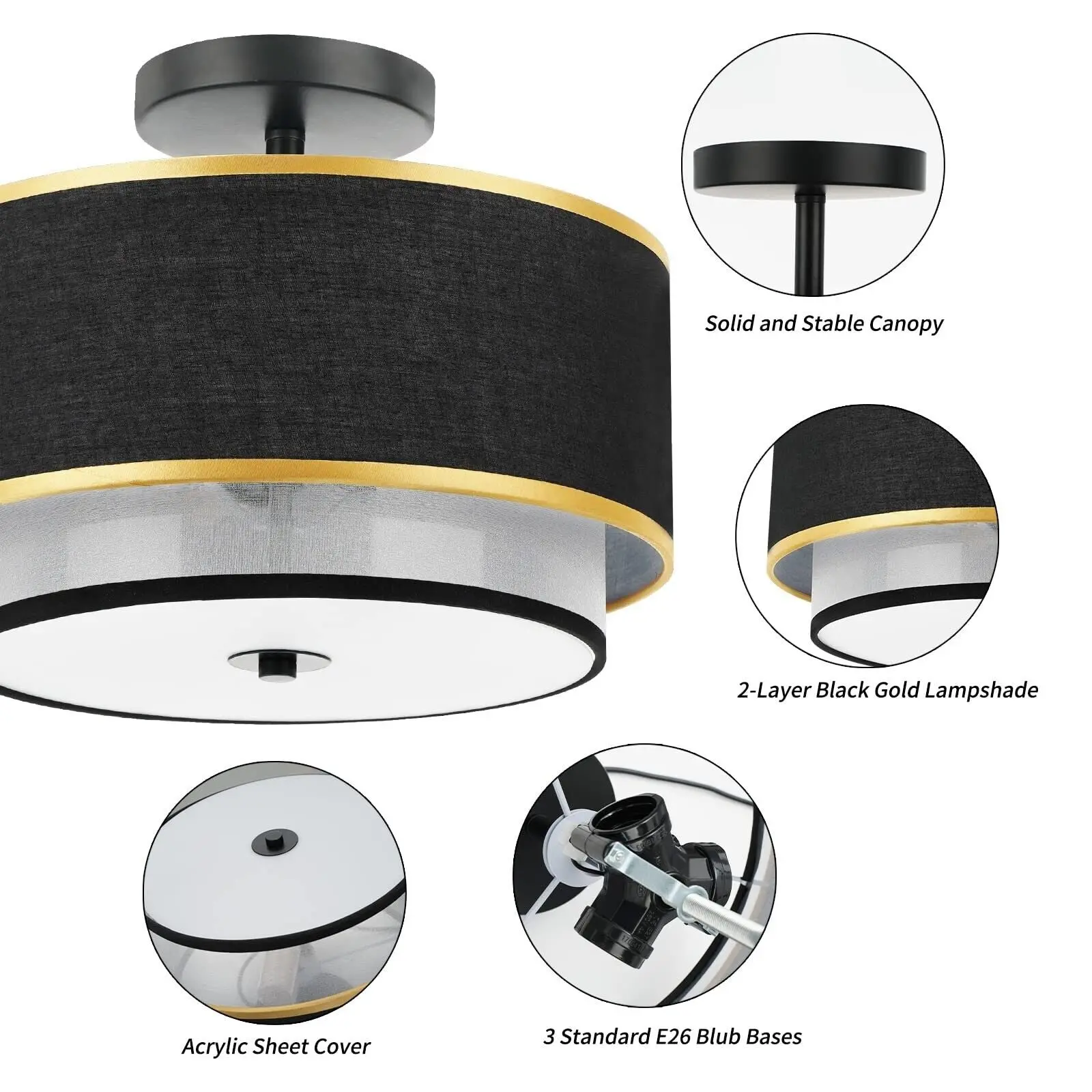 Mid-Century Semi Mount Ceiling Light - Image 4
