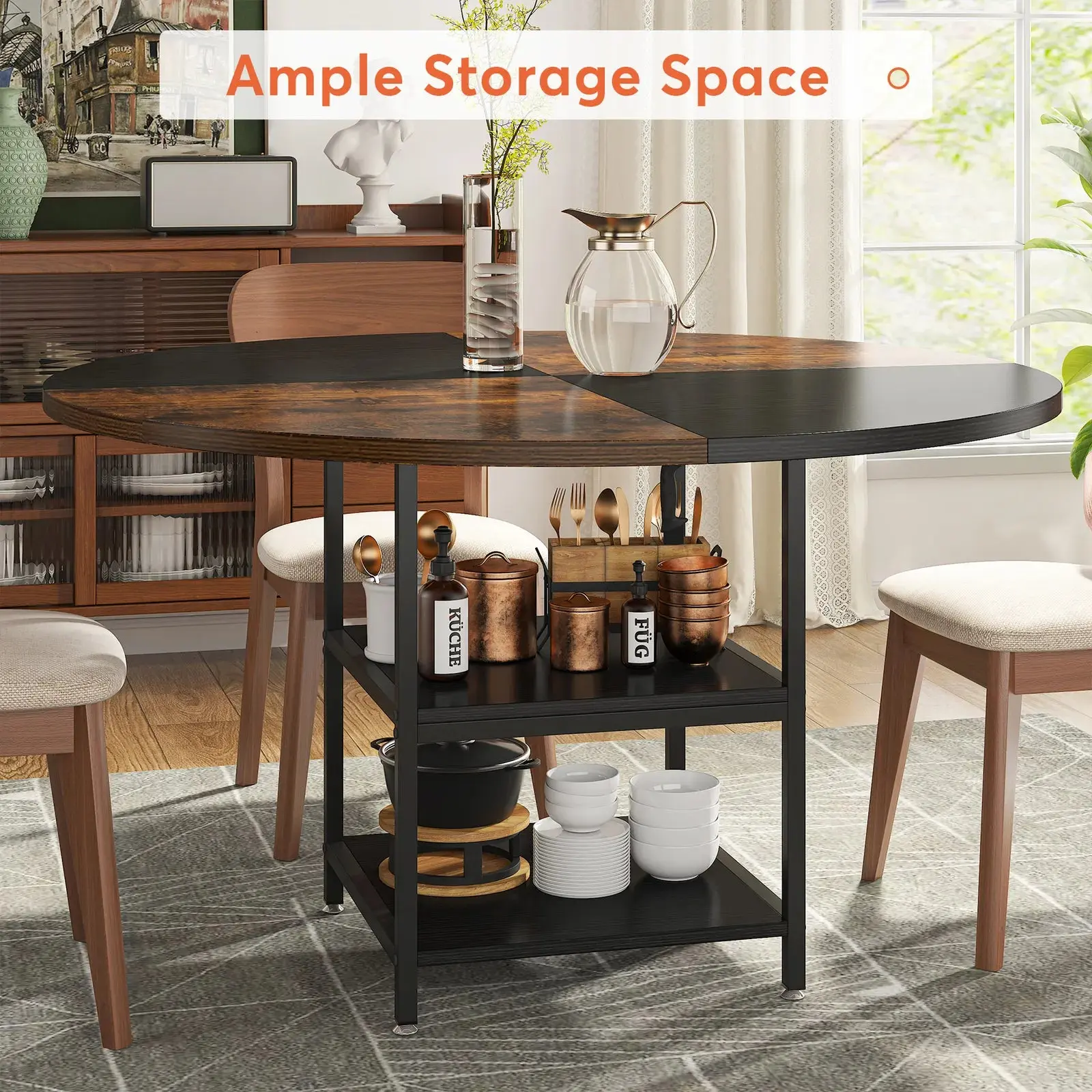 Mike Round Rustic Farmhouse Dining Table For 4 - Image 5