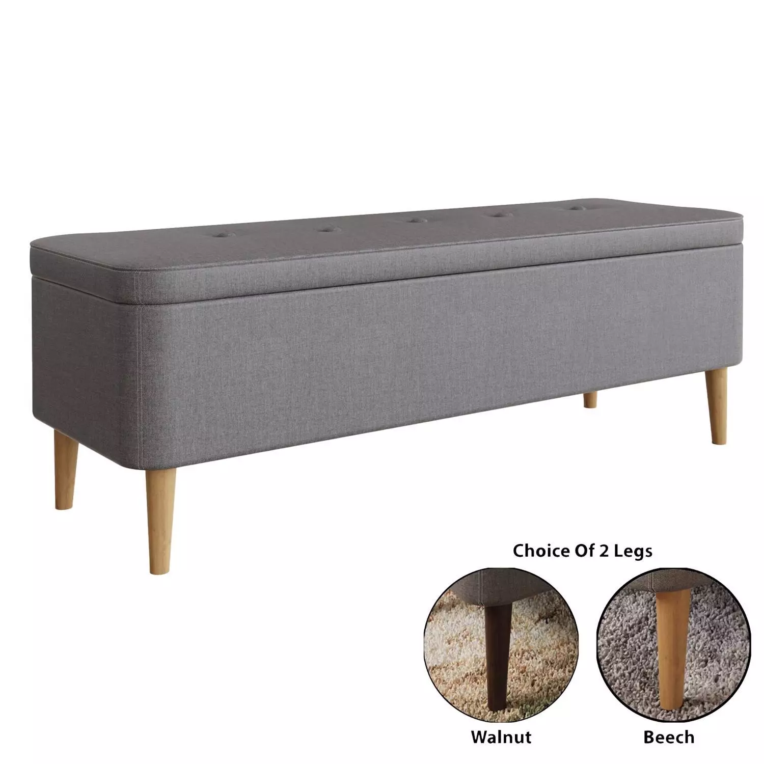 Mina Linen Bedroom Storage Ottoman Bench - Image 2