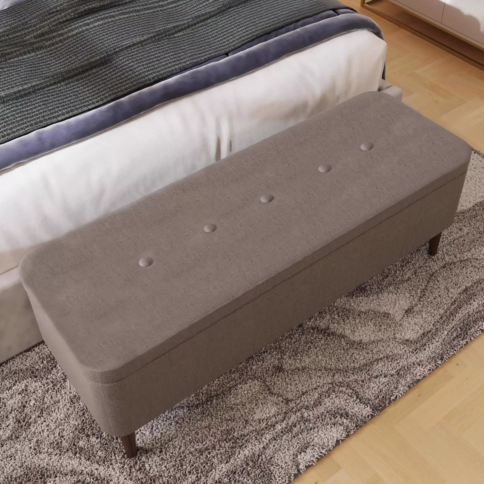 Mina Linen Bedroom Storage Ottoman Bench - Image 4