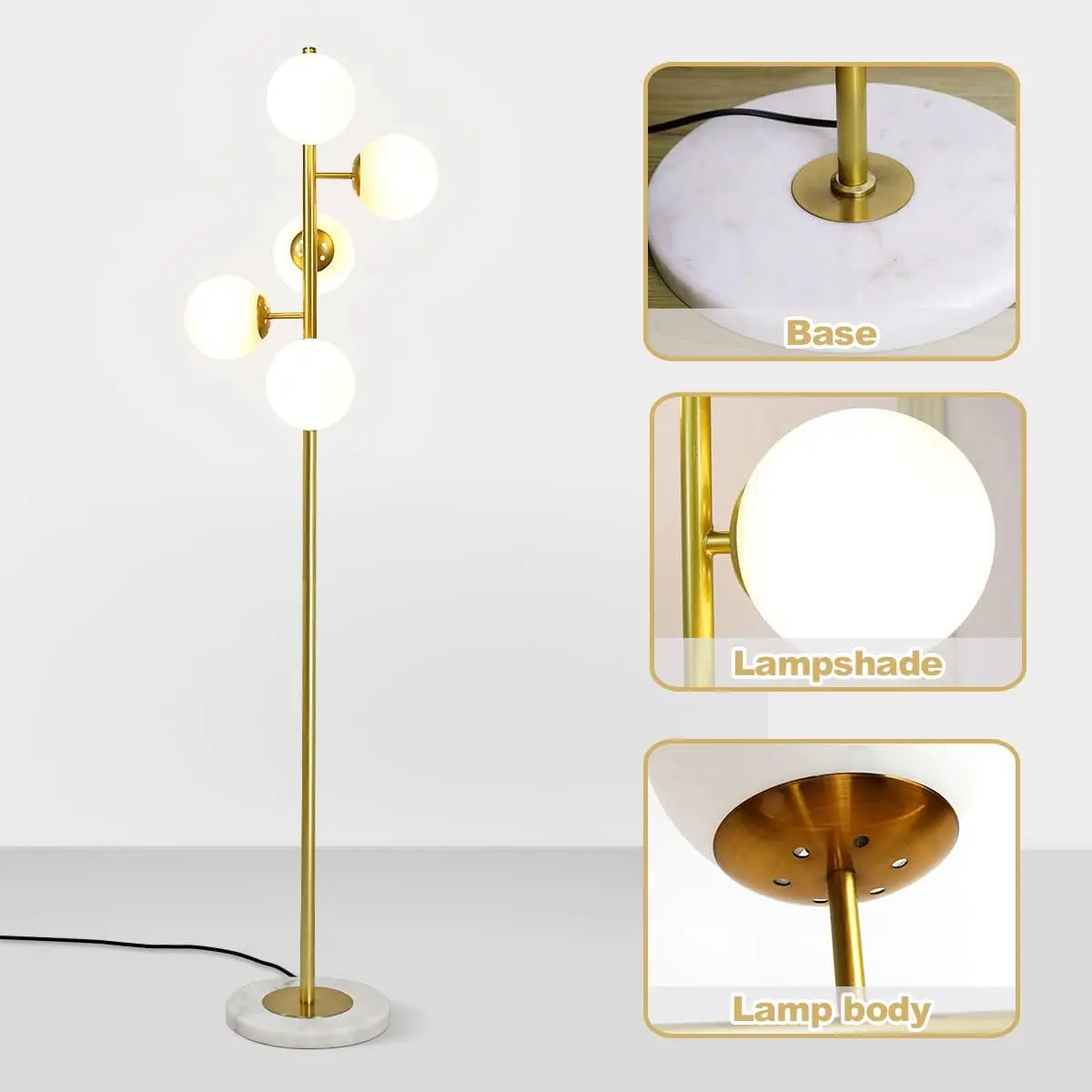 Modern 5 Globe Living Room Floor Lamp - Image 3