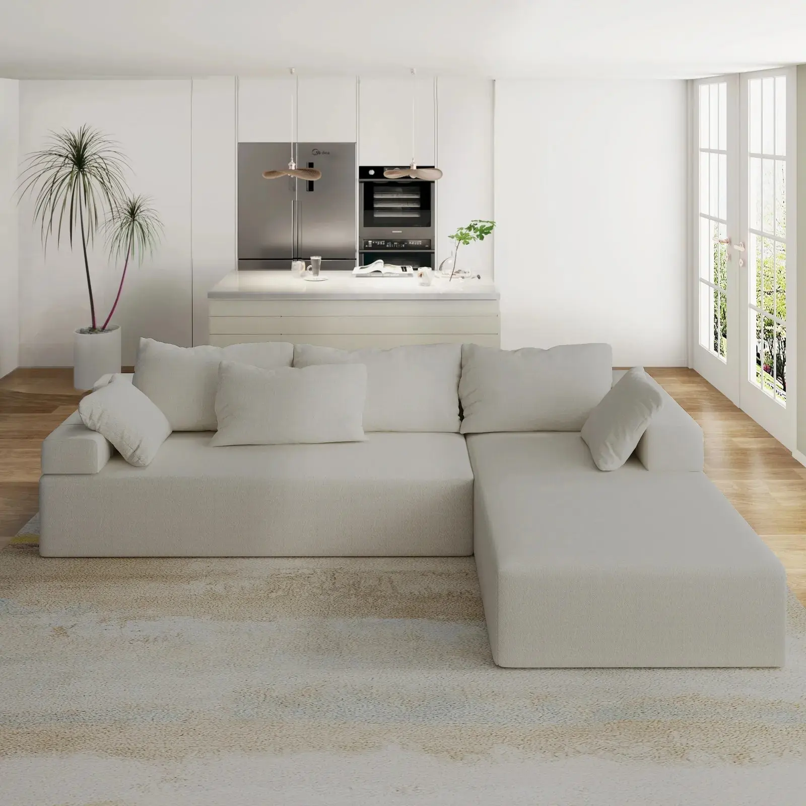 Modern Modular L Shaped Sectional Sleeper Couch - Image 2