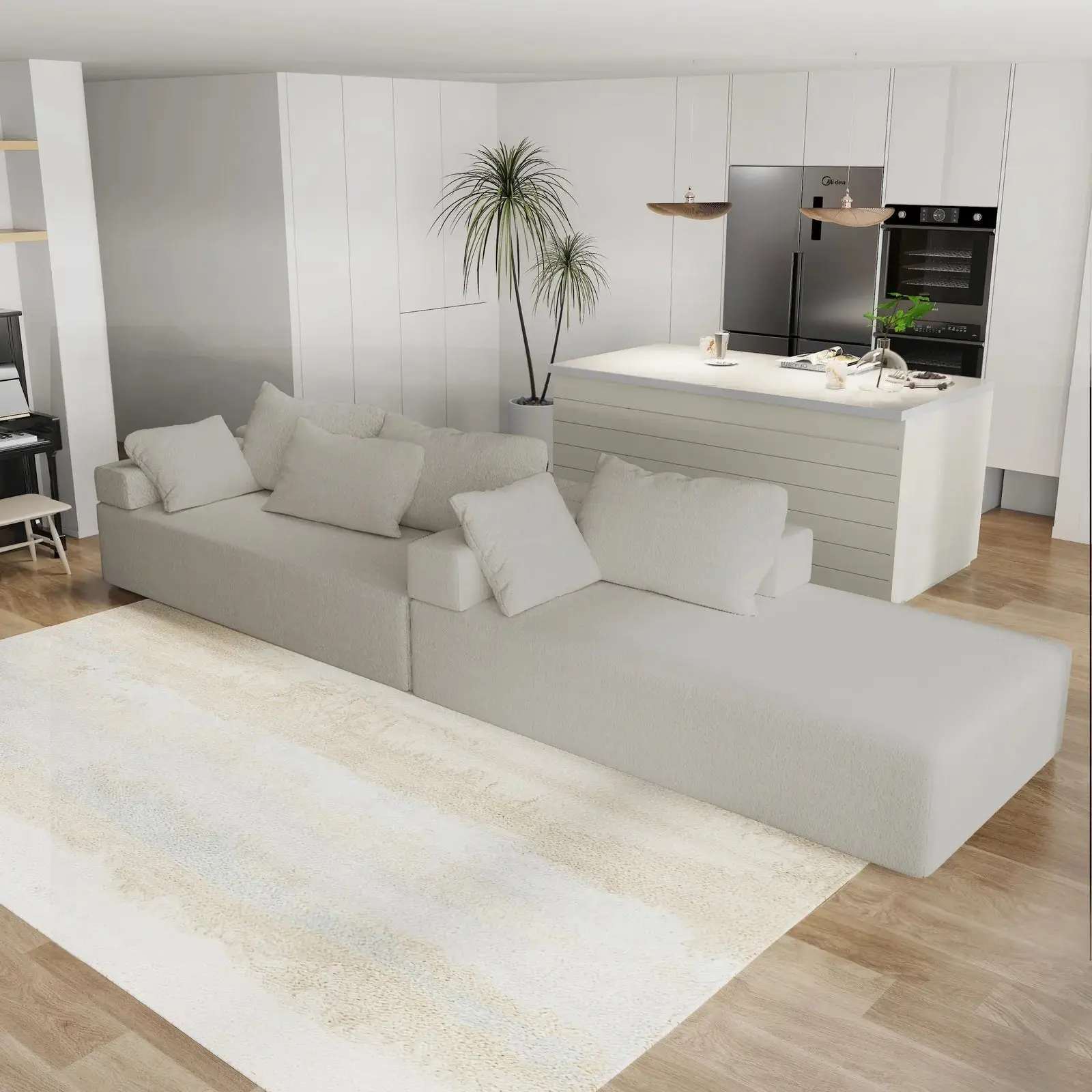 Modern Modular L Shaped Sectional Sleeper Couch - Image 3