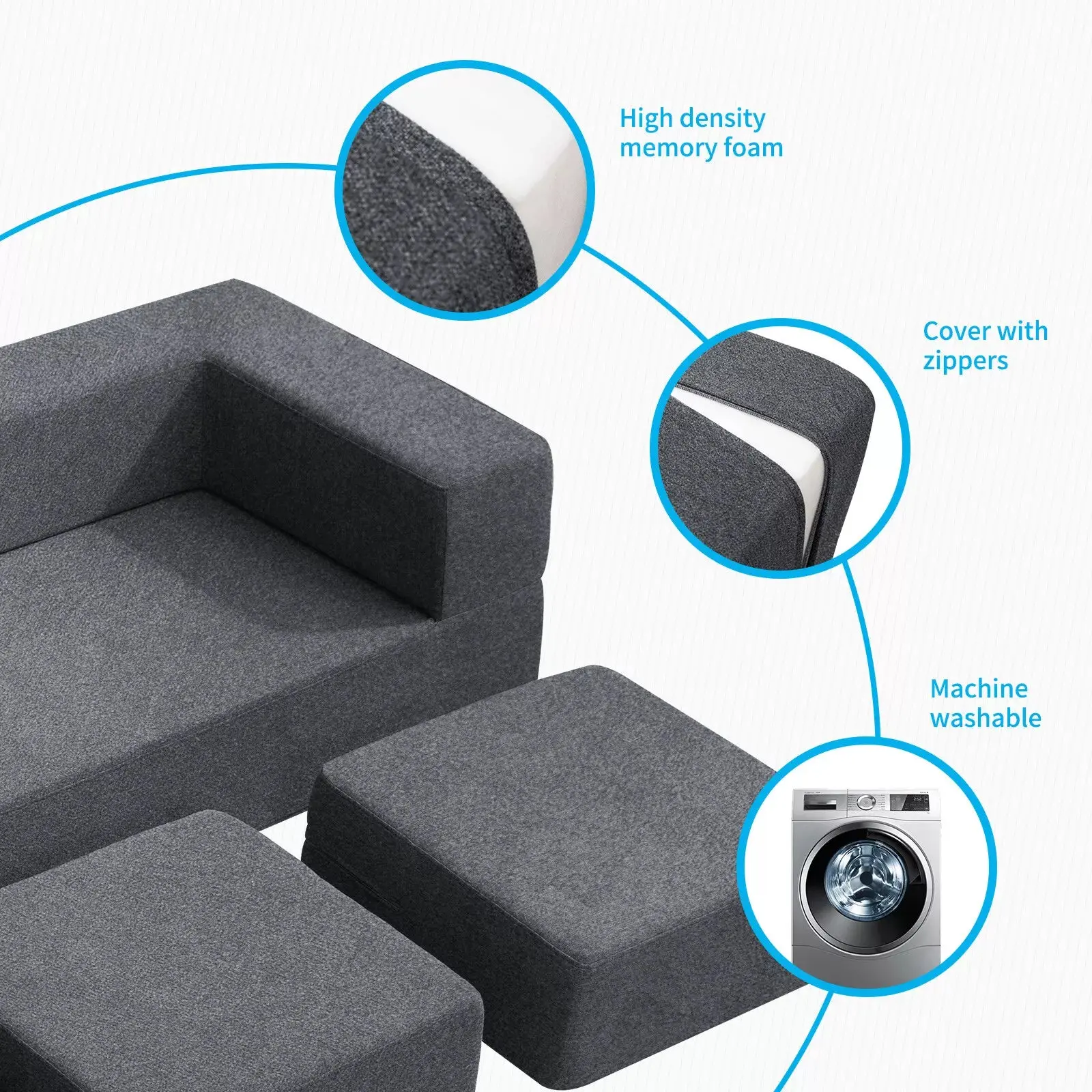 Modern Ottoman Queen Convertible Futon Sofa Bed - Image 6