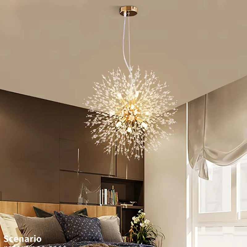 Modern Sky Star Fireball Crystal Pendant LED Light