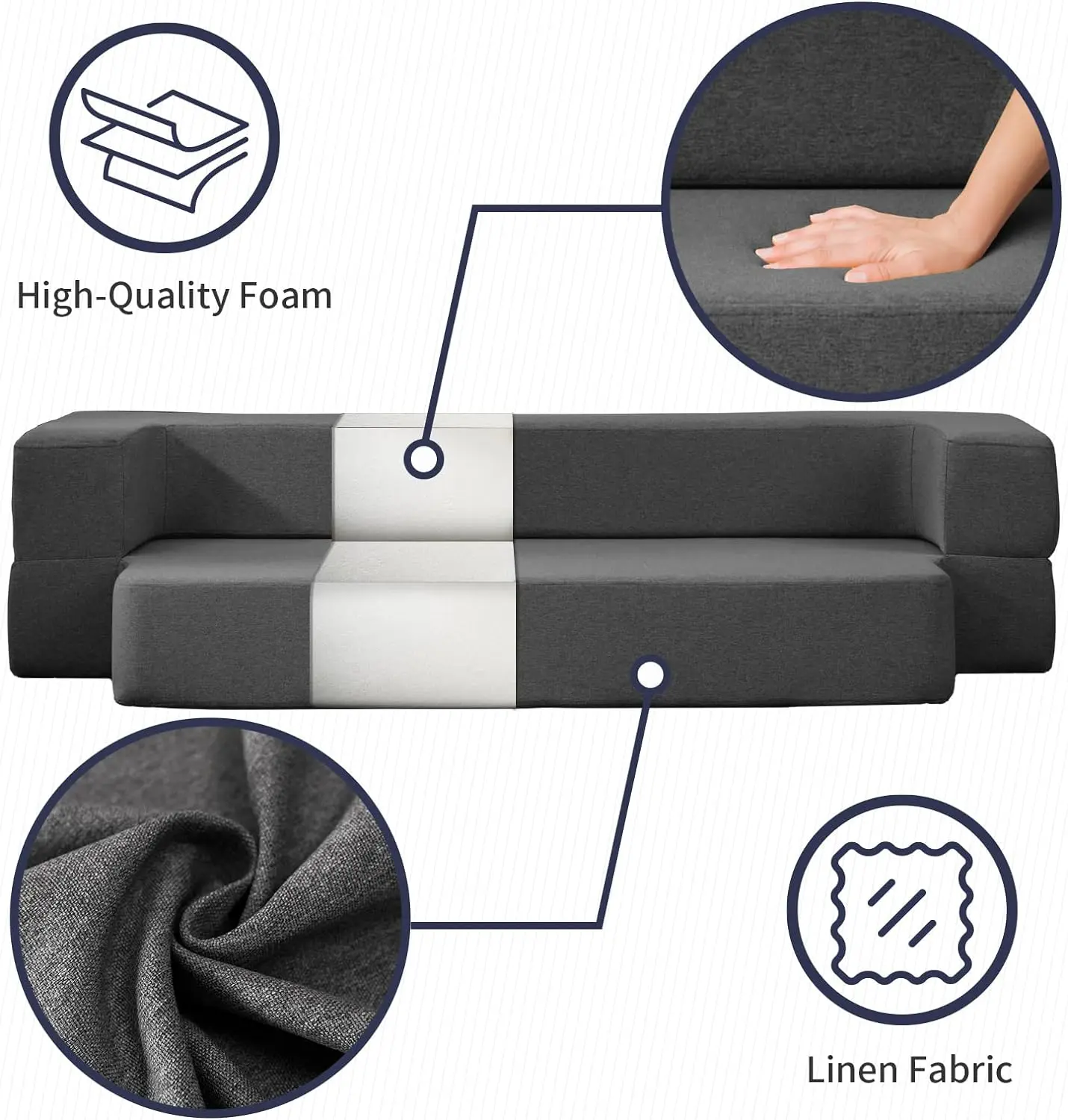 Modern Straight Queen Convertible Futon Sofa Bed - Image 3