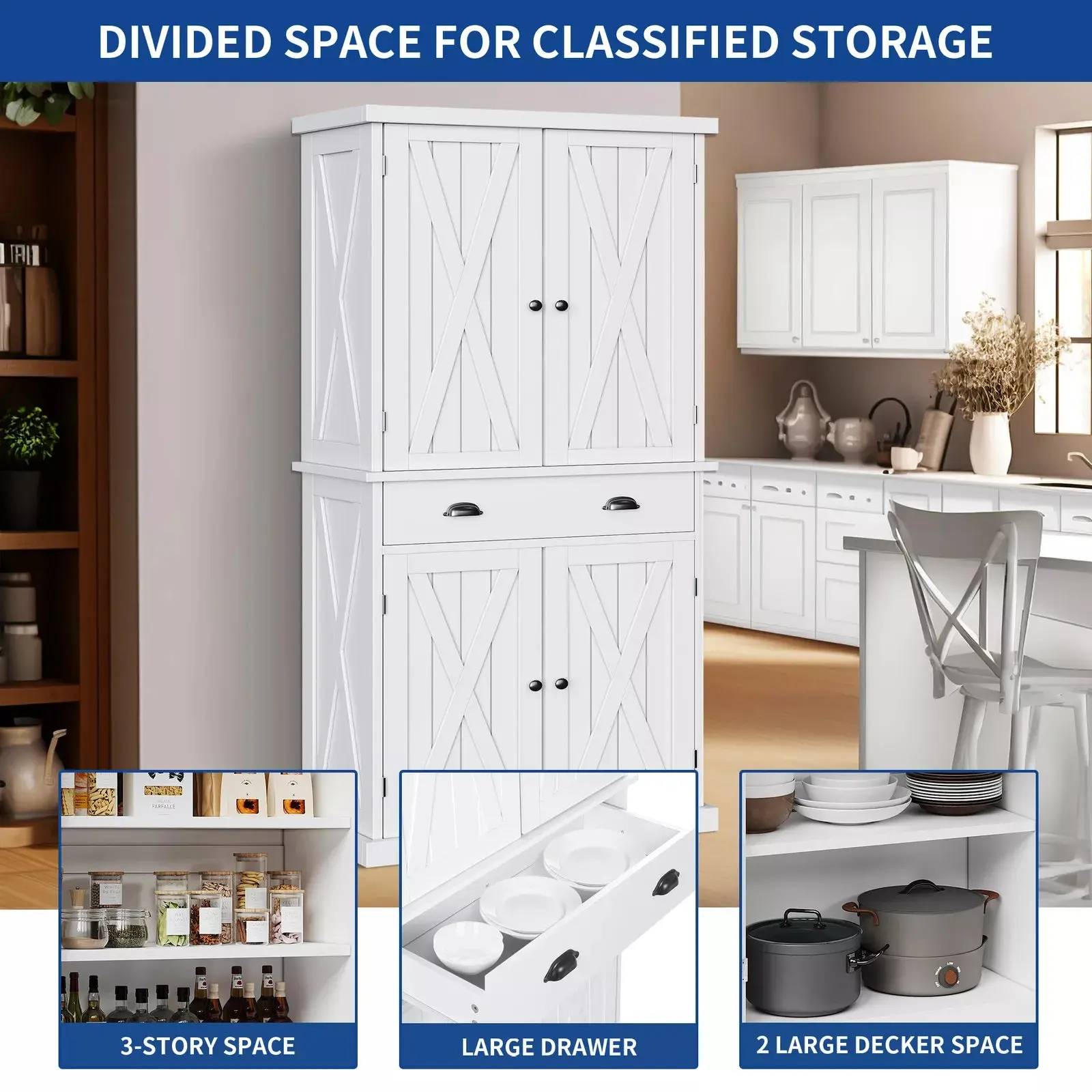 Moody Tall Kitchen Pantry Cabinet - Image 4