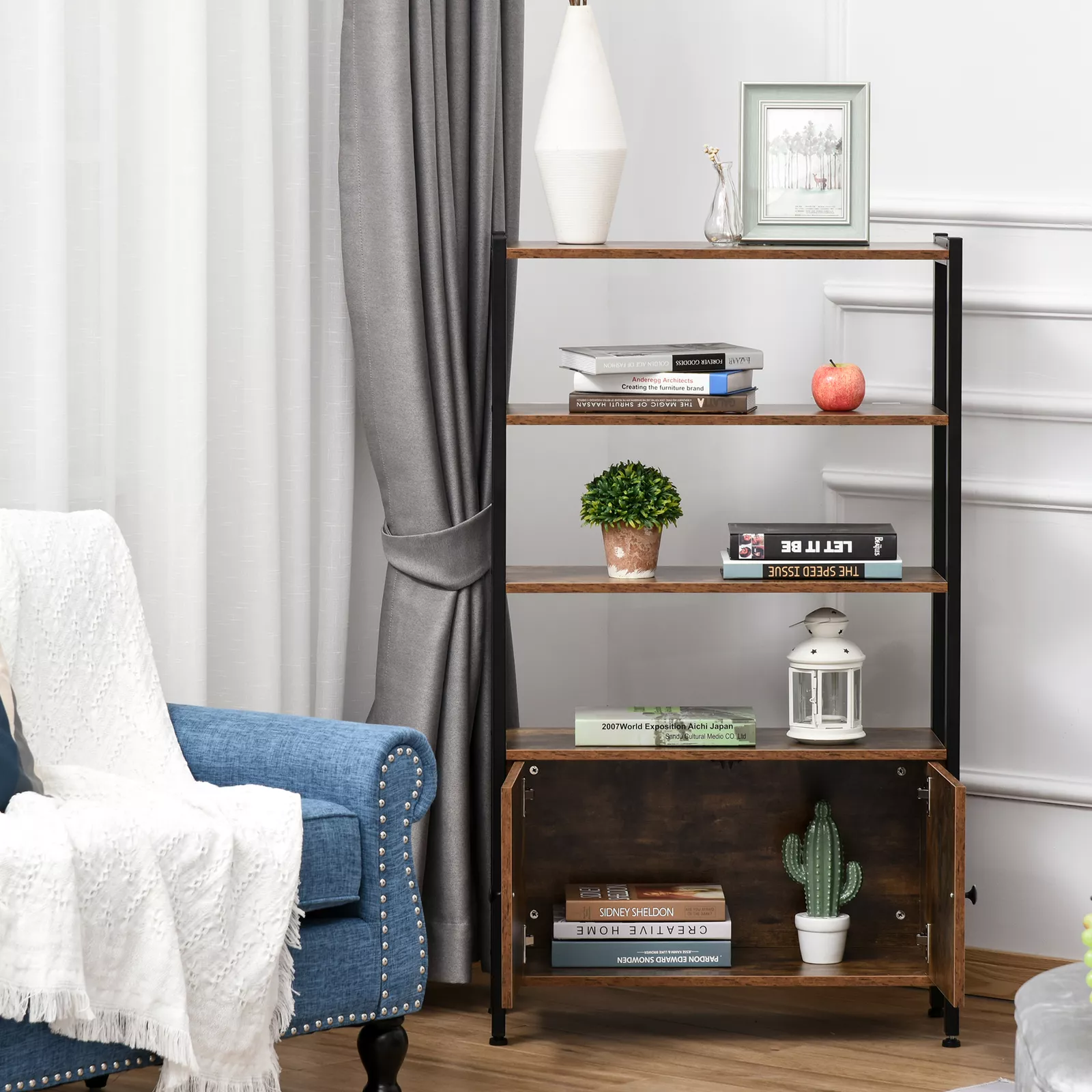 Moreno Industrial Bookcase Bookshelf - Image 2