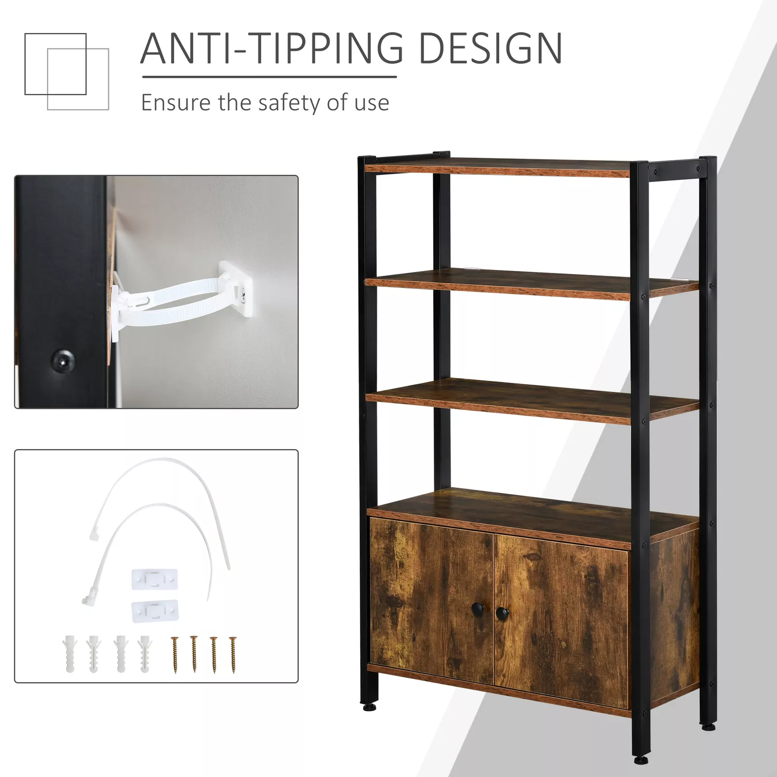 Moreno Industrial Bookcase Bookshelf - Image 4