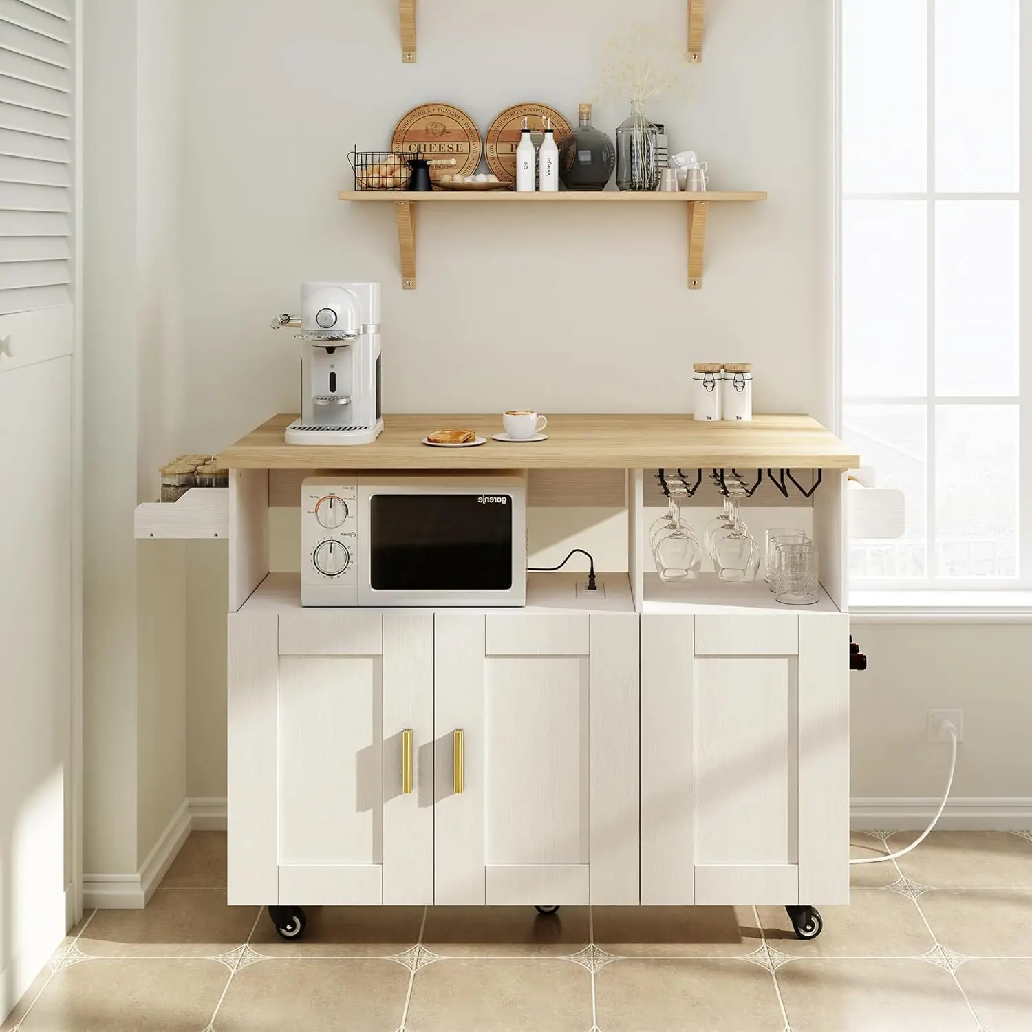 Myles Rolling Drop Leaf Kitchen Island Cart - Image 3