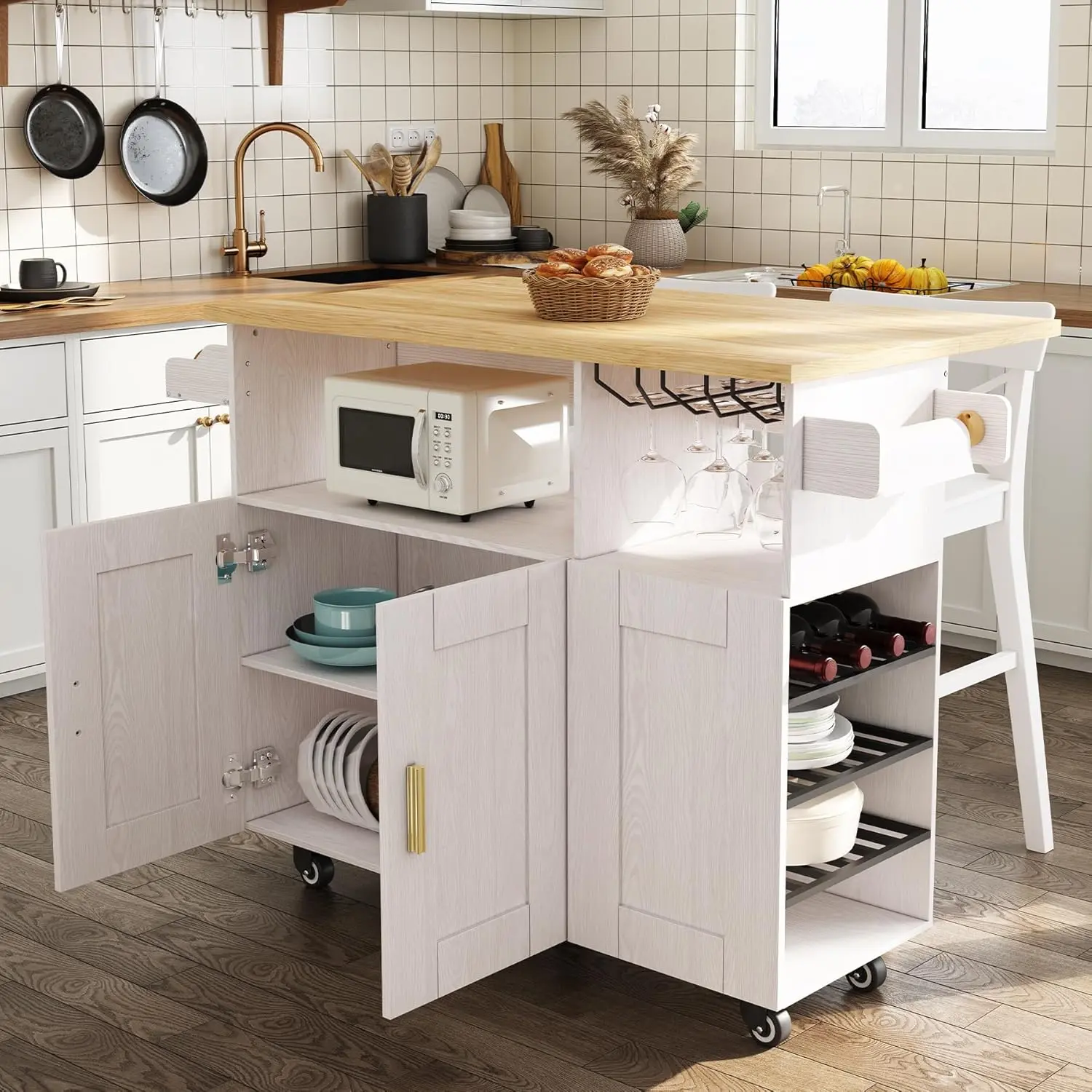 Myles Rolling Drop Leaf Kitchen Island Cart - Image 4
