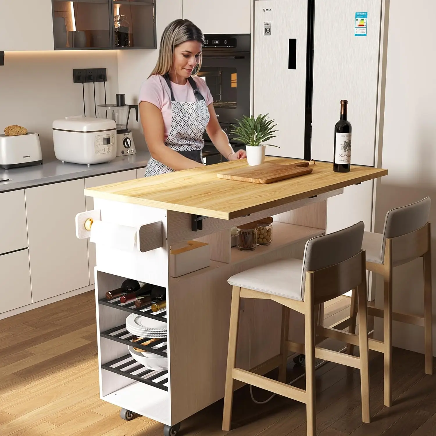 Myles Rolling Drop Leaf Kitchen Island Cart - Image 5