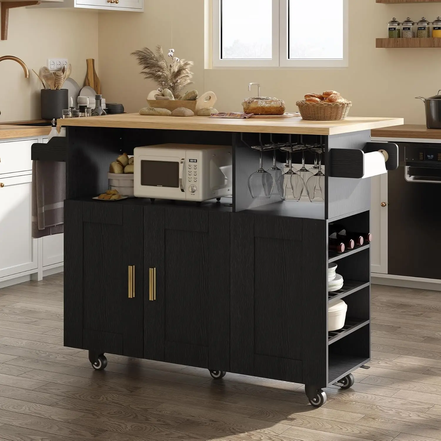 Myles Rolling Drop Leaf Kitchen Island Cart - Image 6