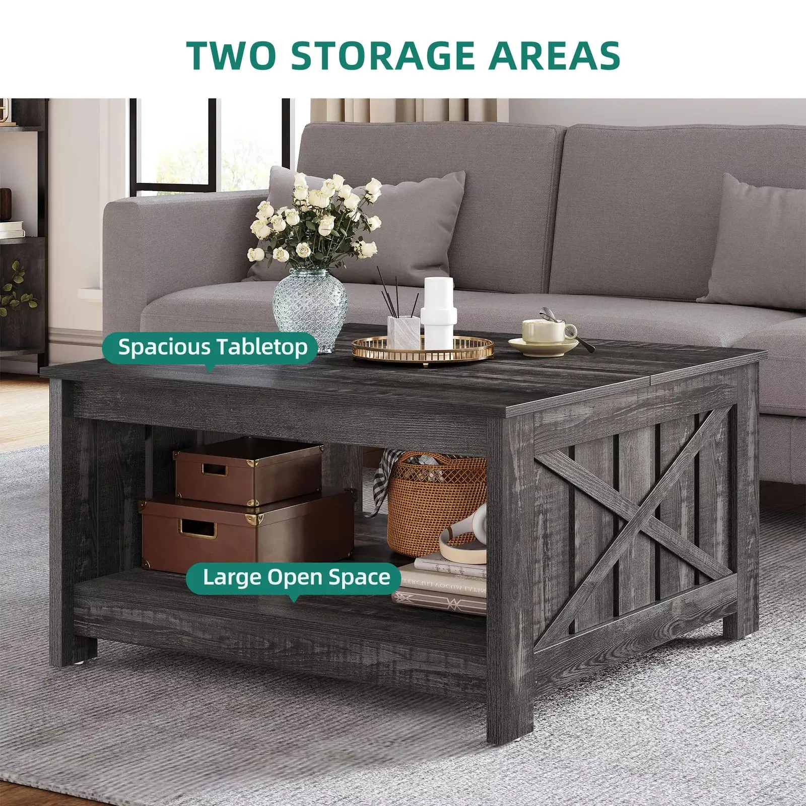 Myles Rustic Square Farmhouse Coffee Table - Image 3