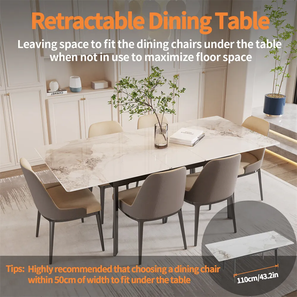 Neil Marble Extendable Dining Table - Image 2