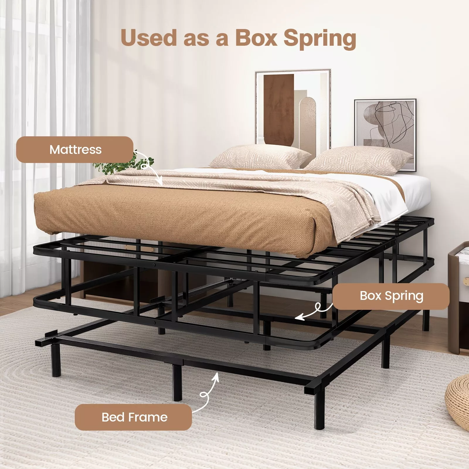 Nelson King Metal Platform Bed Frame - Image 4