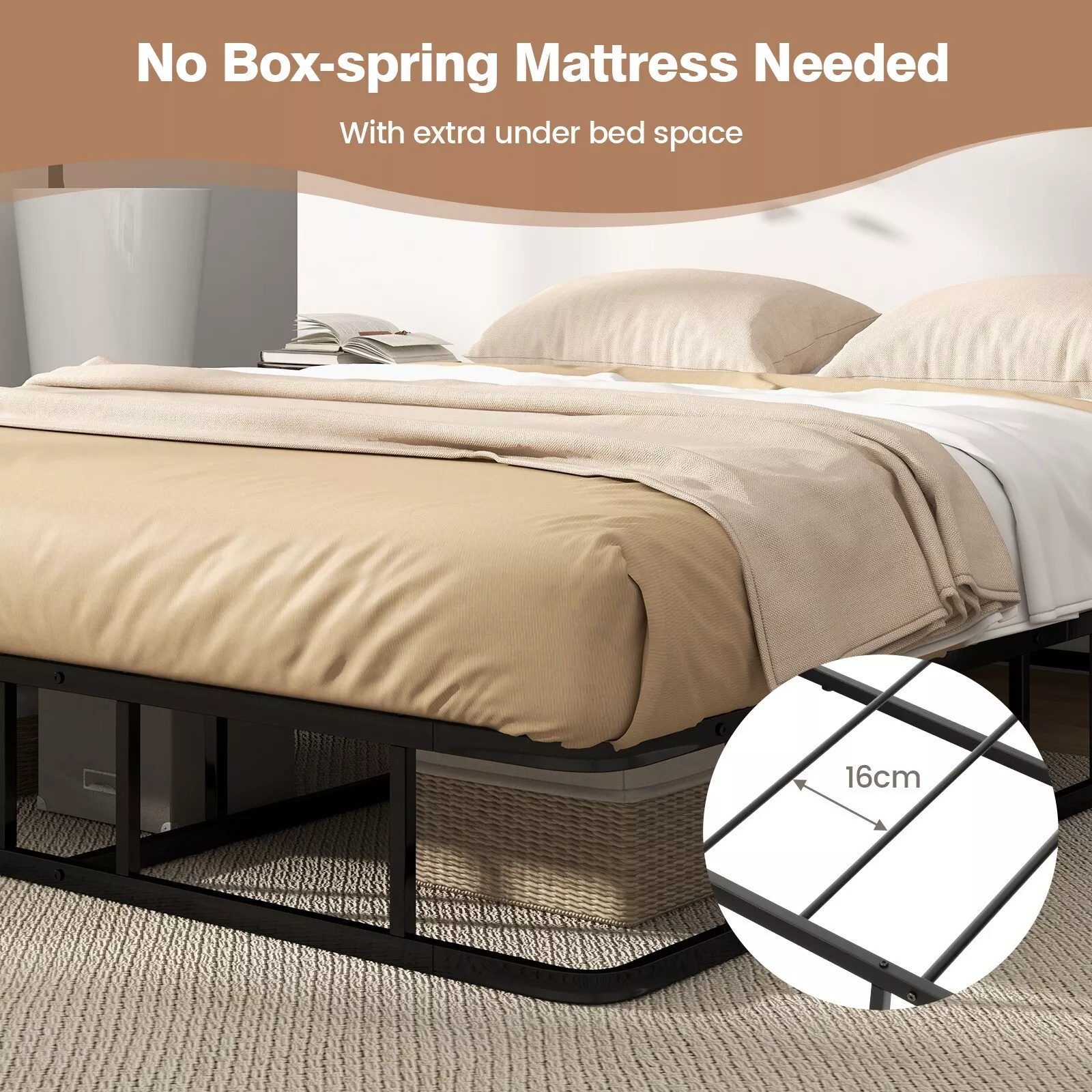Nelson King Metal Platform Bed Frame - Image 5