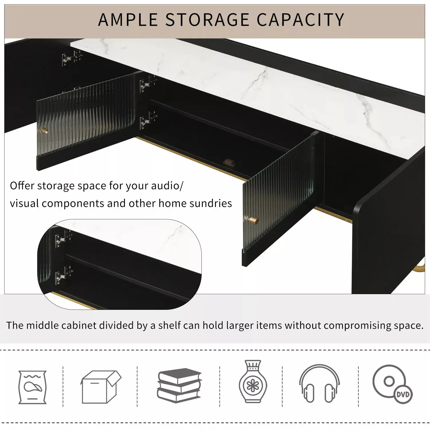 Nia Black Modern TV Media Cabinet Console - Image 8
