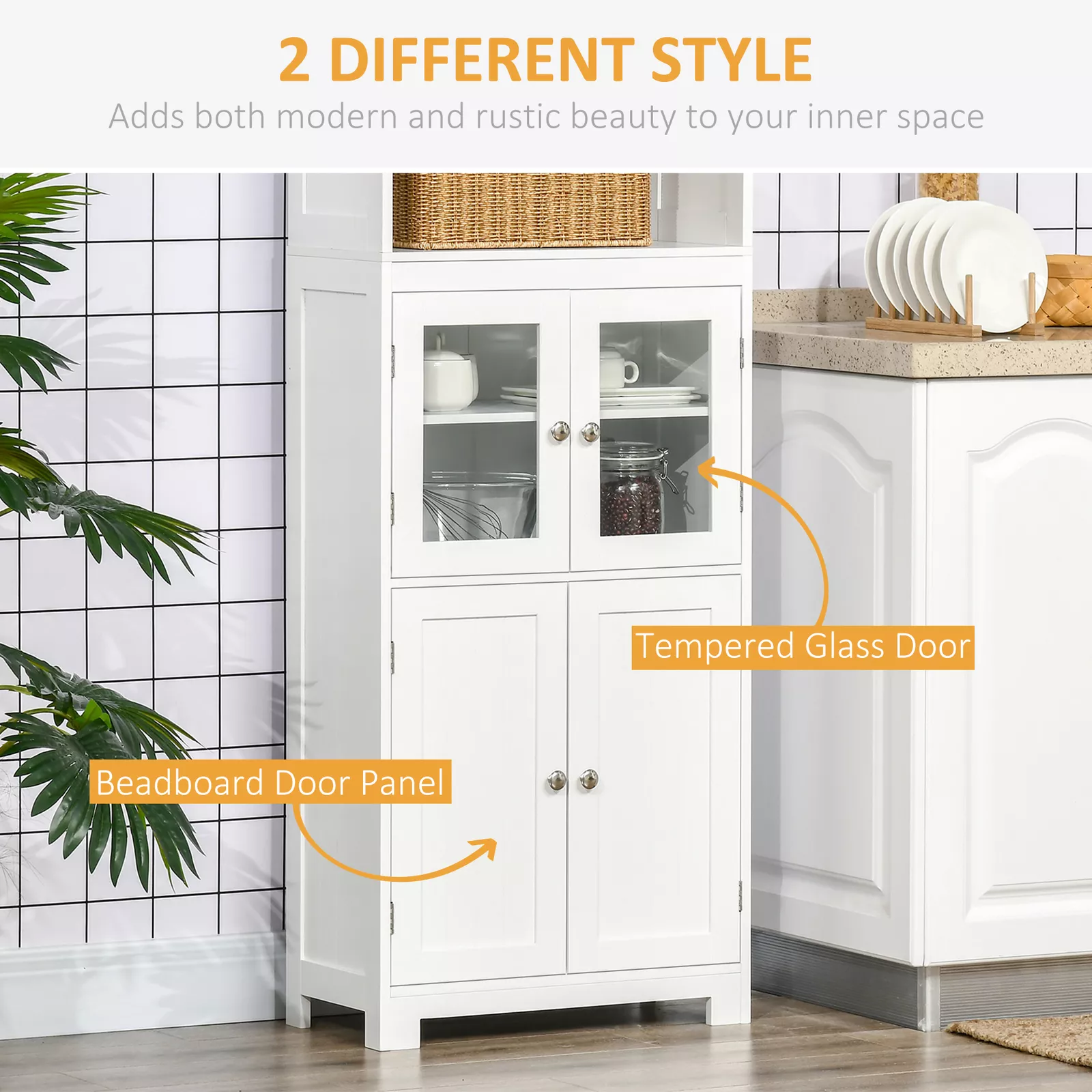 Niall White Kitchen Pantry Storage Cabinet - Image 3