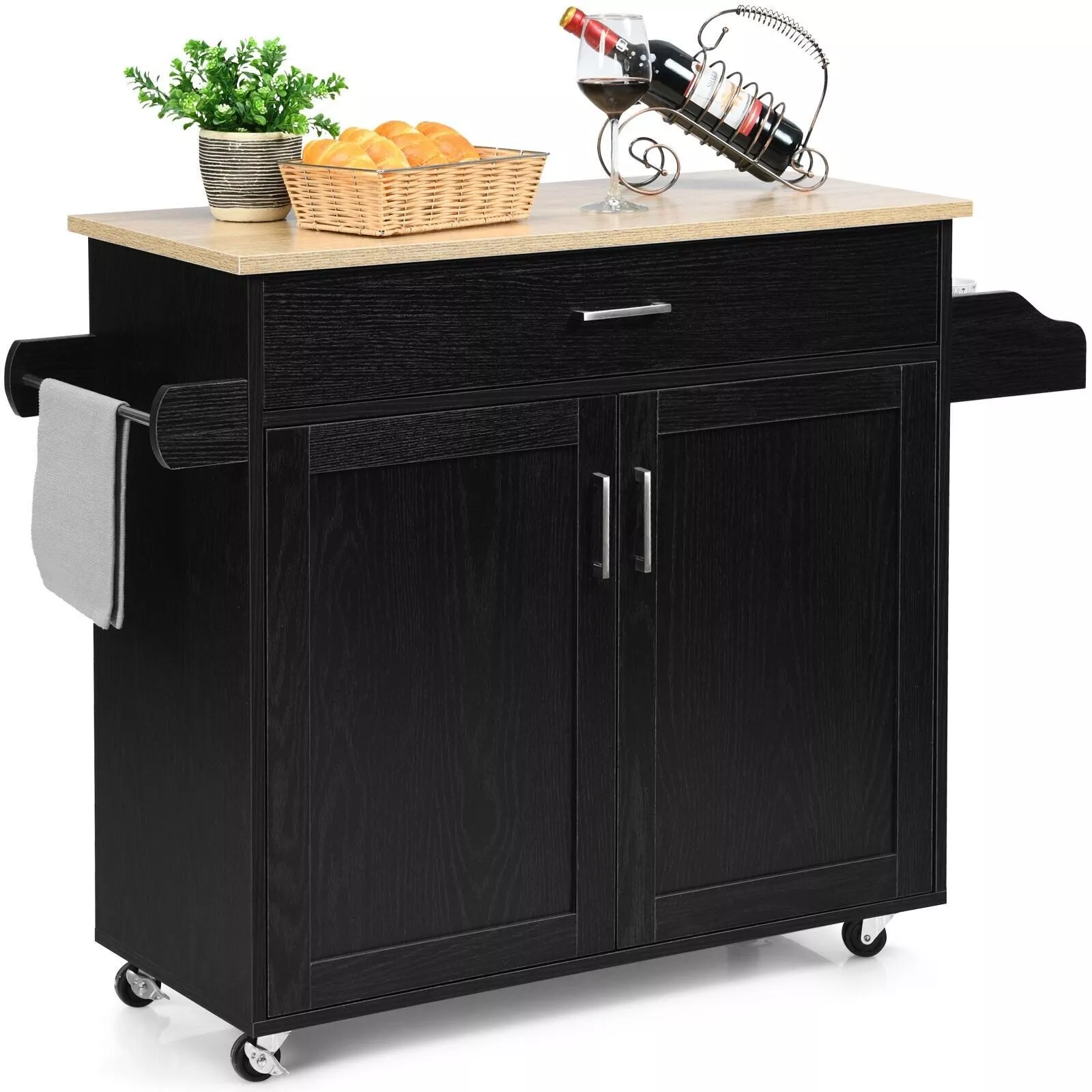 Norman Kitchen Island With Wheels & Seating - Image 2